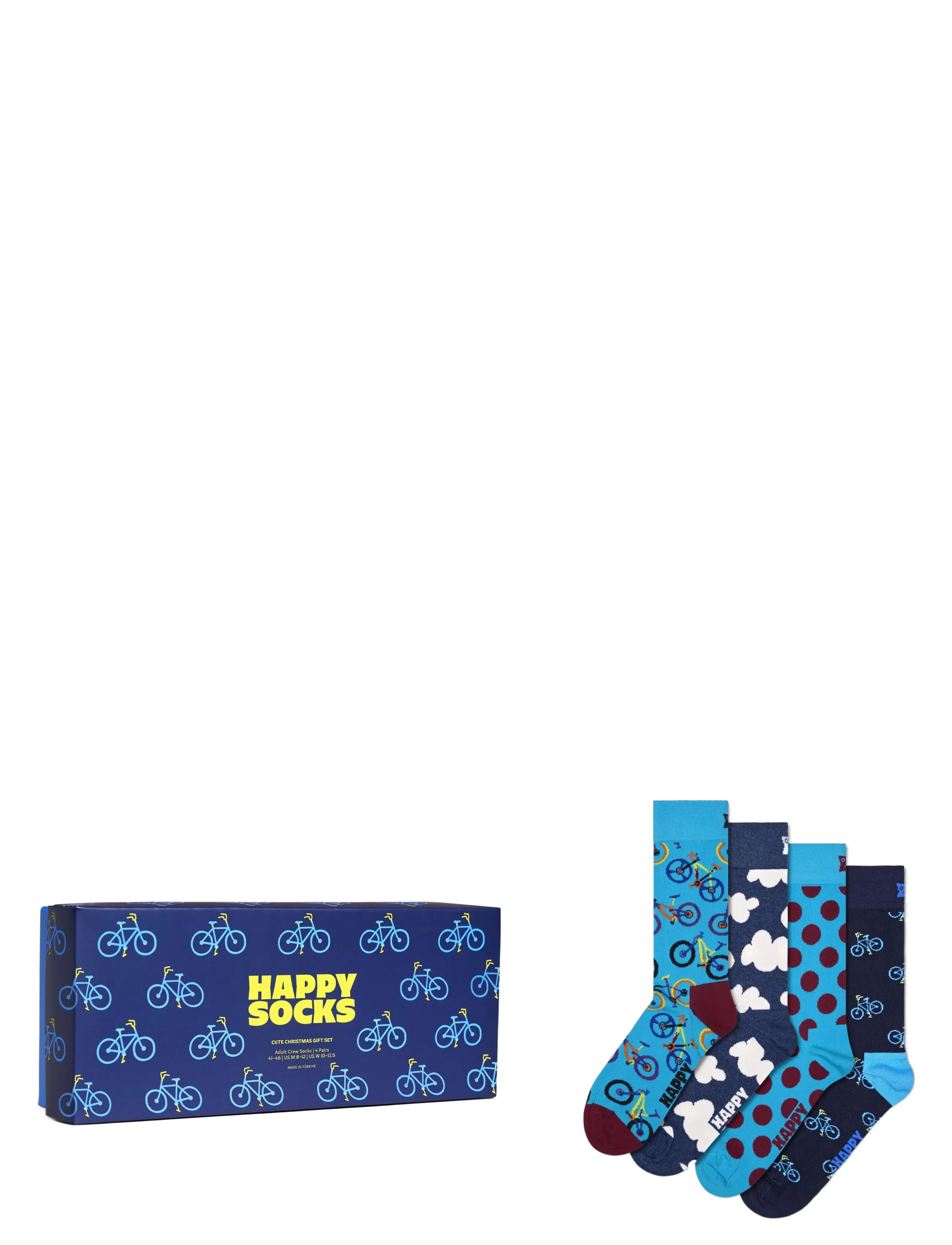 Happy Socks 4-Pack Bike Socks Gift Set, 41-46, Blue, Sokker > Almindelige Sokker, Herre
