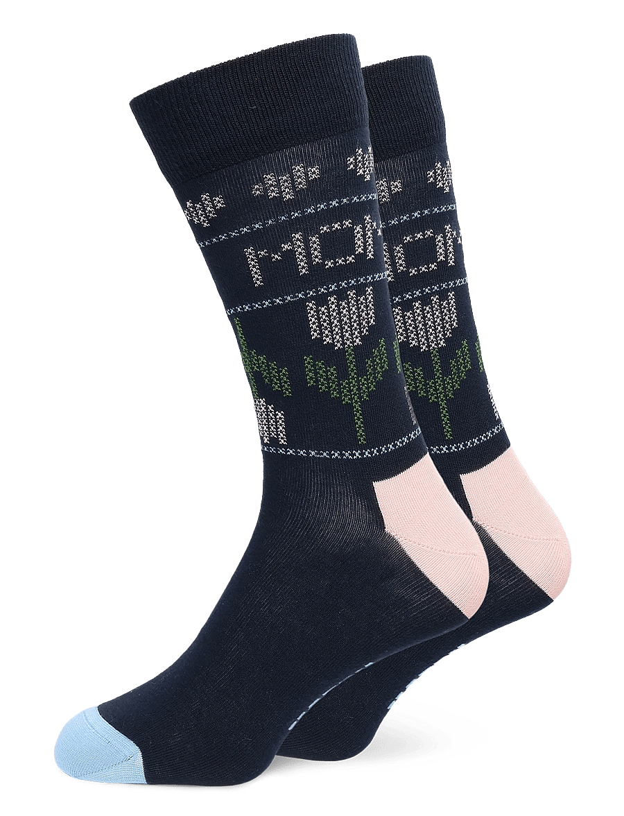 Happy Socks - Mother's Tulip Sock - klassikalised sokid - navy - 0