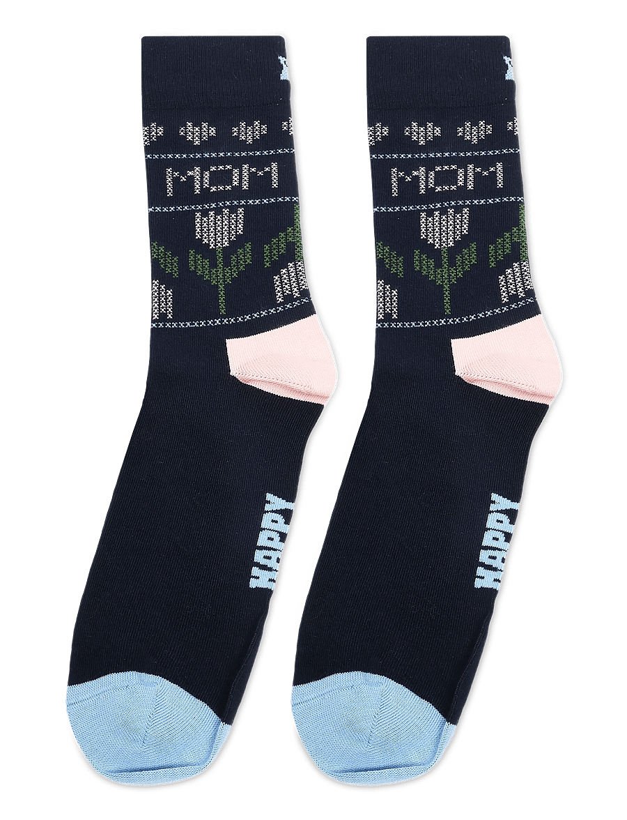 Happy Socks - Mother's Tulip Sock - klassikalised sokid - navy - 1
