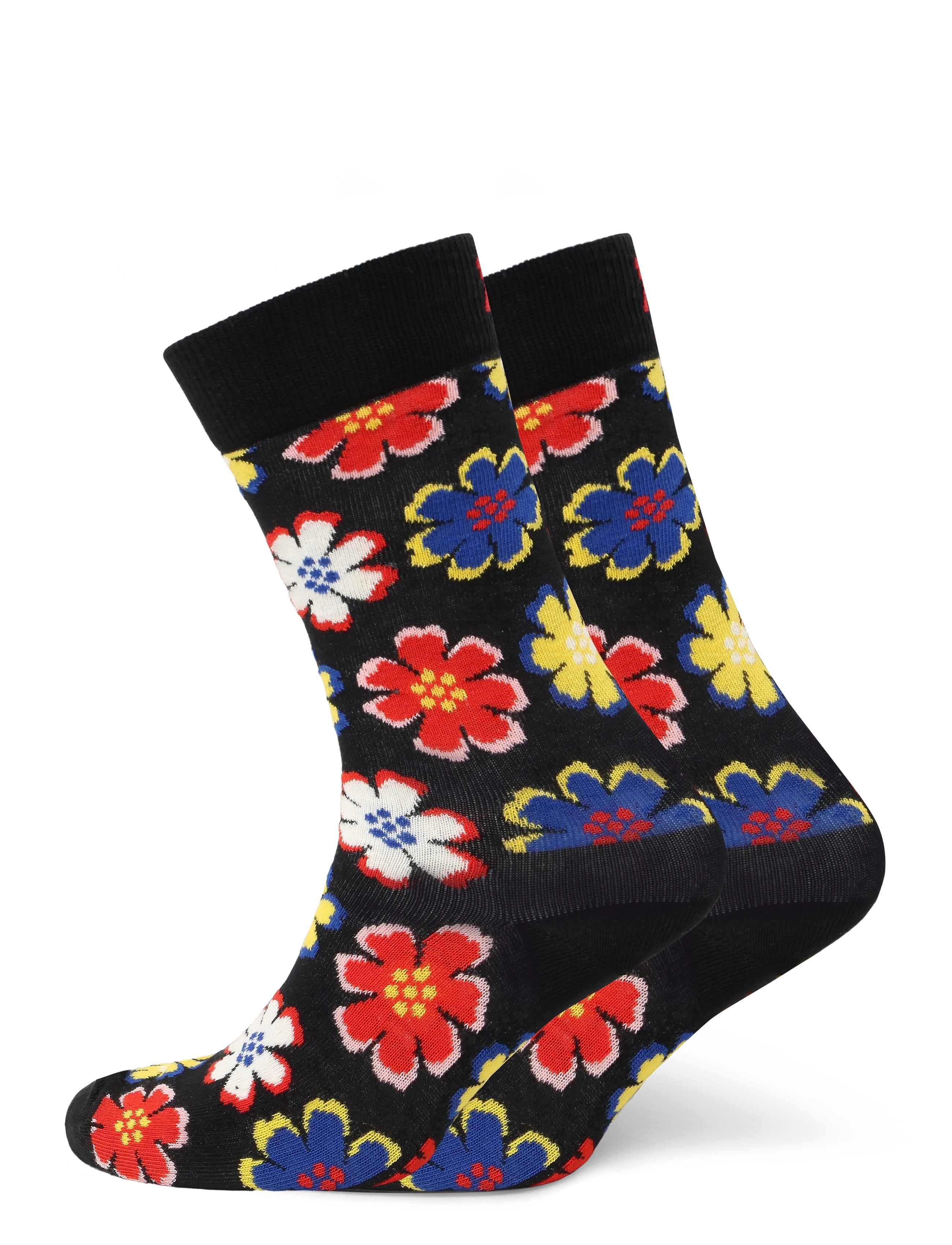 Happy Socks Folk Flower Sock - Crew-socken - BLACK / black