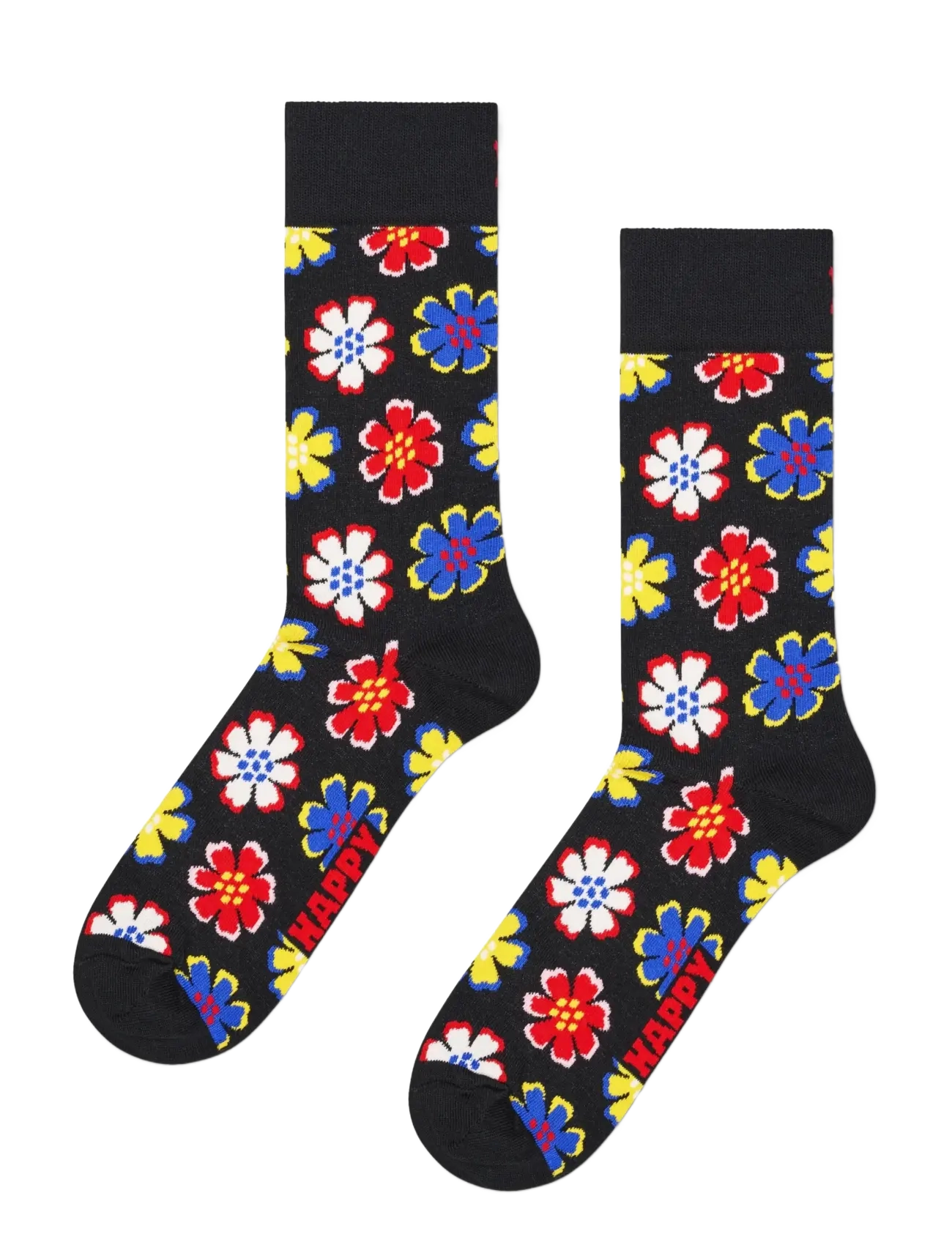 Happy Socks Folk Flower Sock - Strømper - BLACK / black