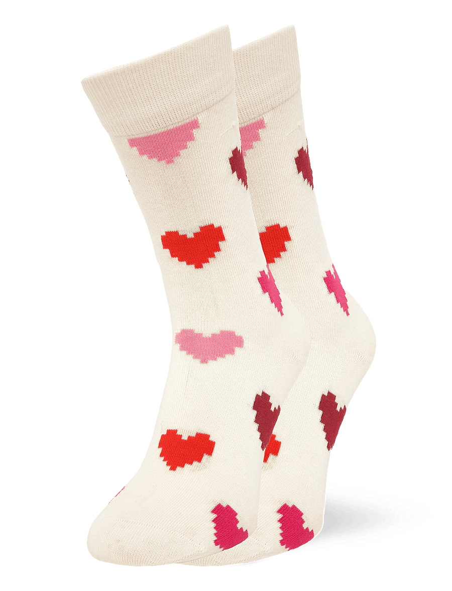 Happy Socks - Pixel Heart Sock - normale socken - white - 0