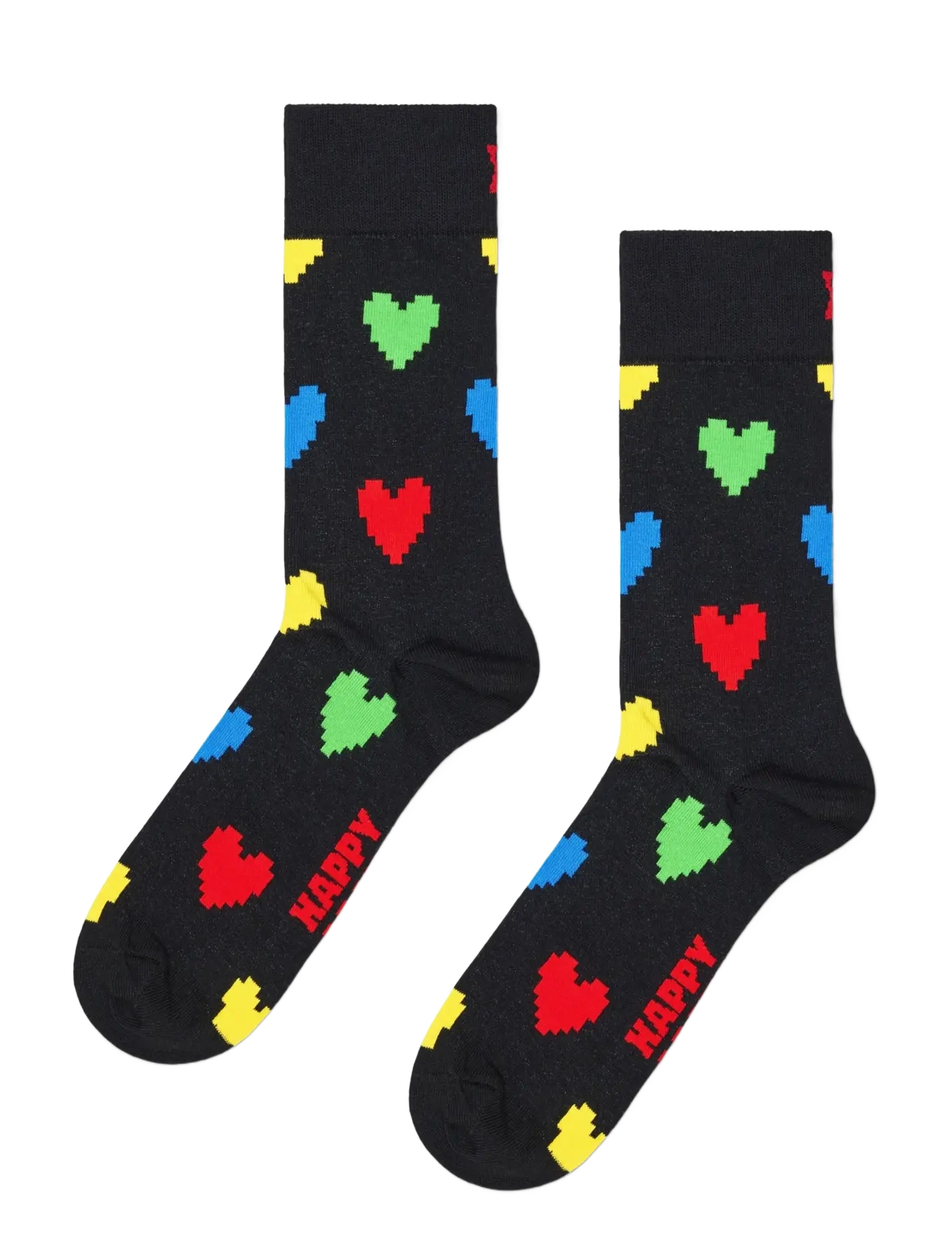 Happy Socks Pixel Heart Sock - Underkläder - BLACK / black