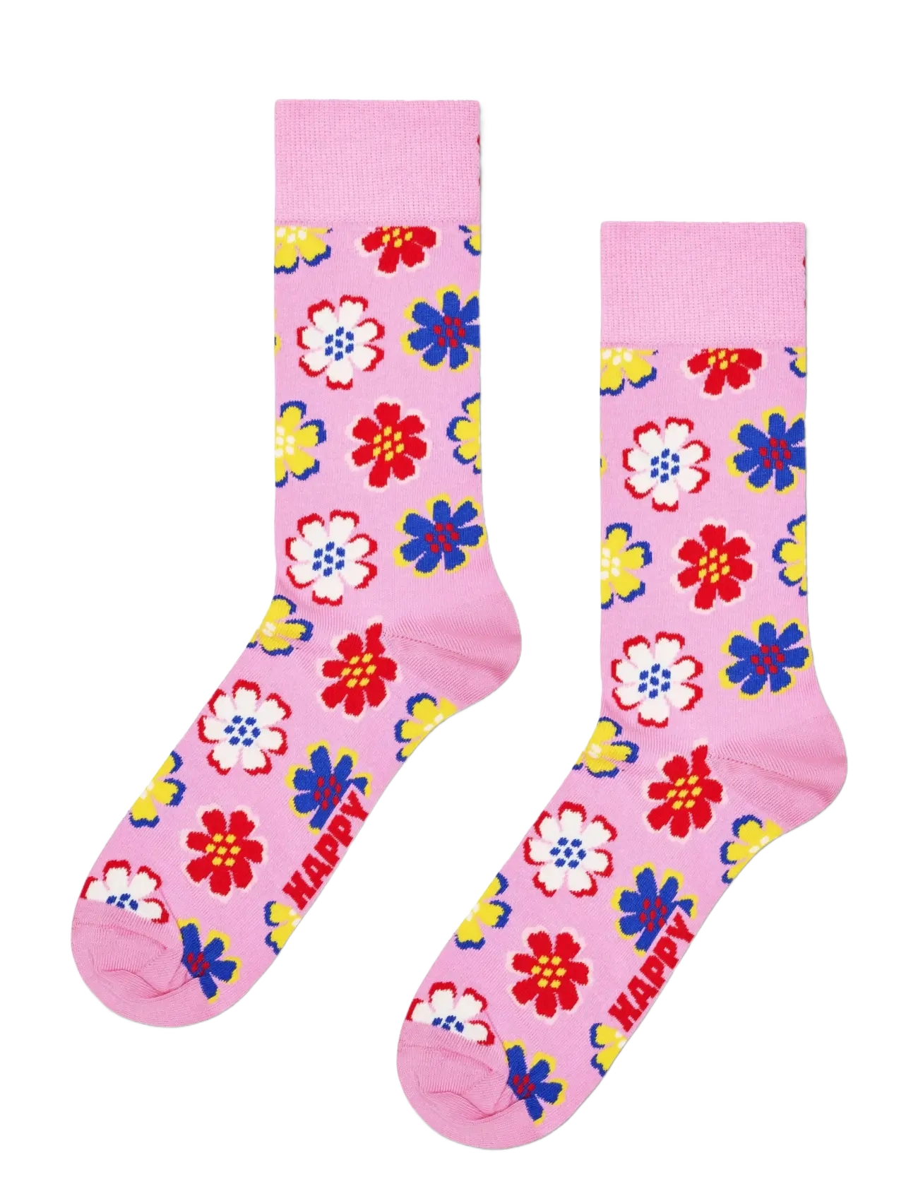 Happy Socks Folk Flower Sock - Strømper - PINK / pink/rose