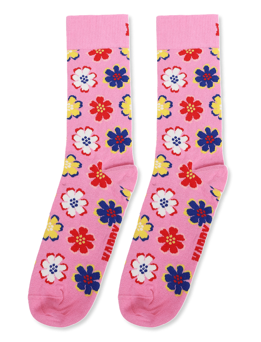 Happy Socks - Folk Flower Sock - klassikalised sokid - pink - 1