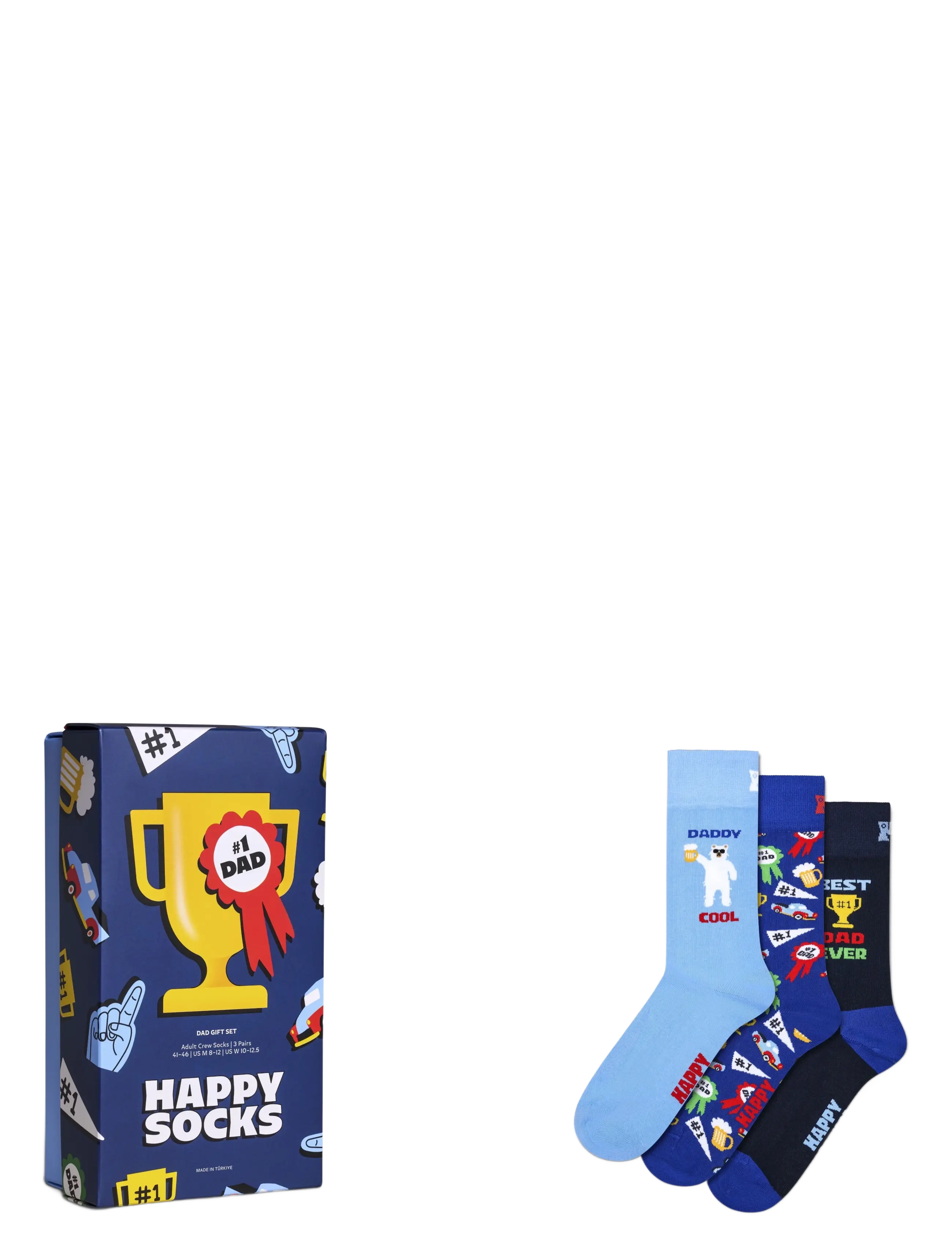 Happy Socks 3-Pack Dad Gift Set, 36-40, Socks, Blau - Regular Männerswear