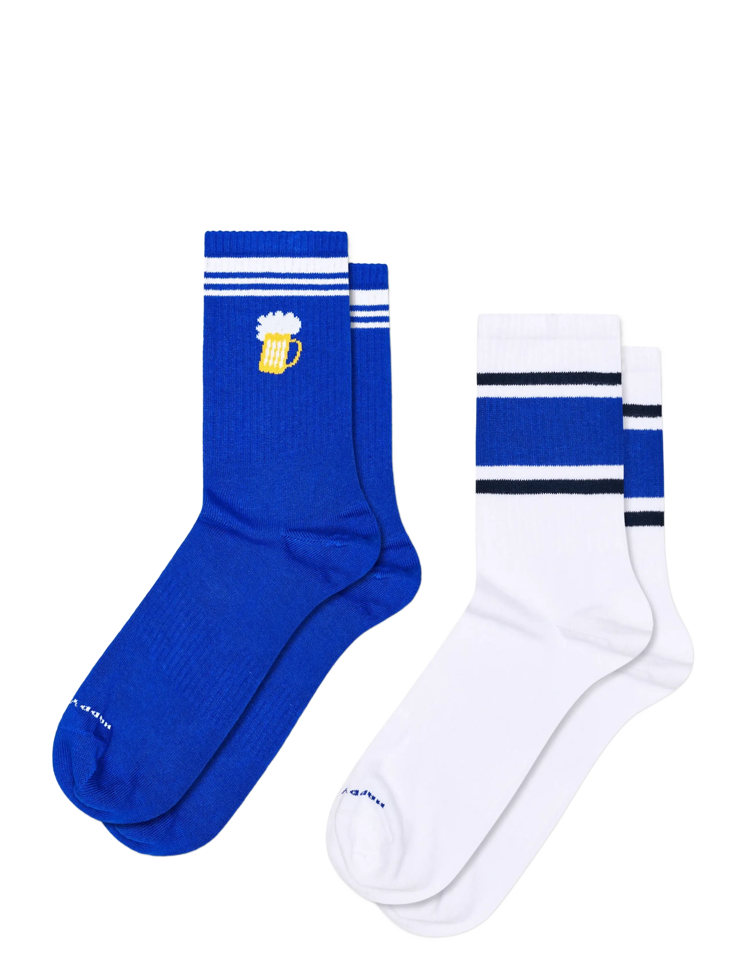 Happy Socks 2-Pack Beer & Stripe Sneaker Socks, 41-46, Mehrfarbig/gemustert - Regular Männerswear