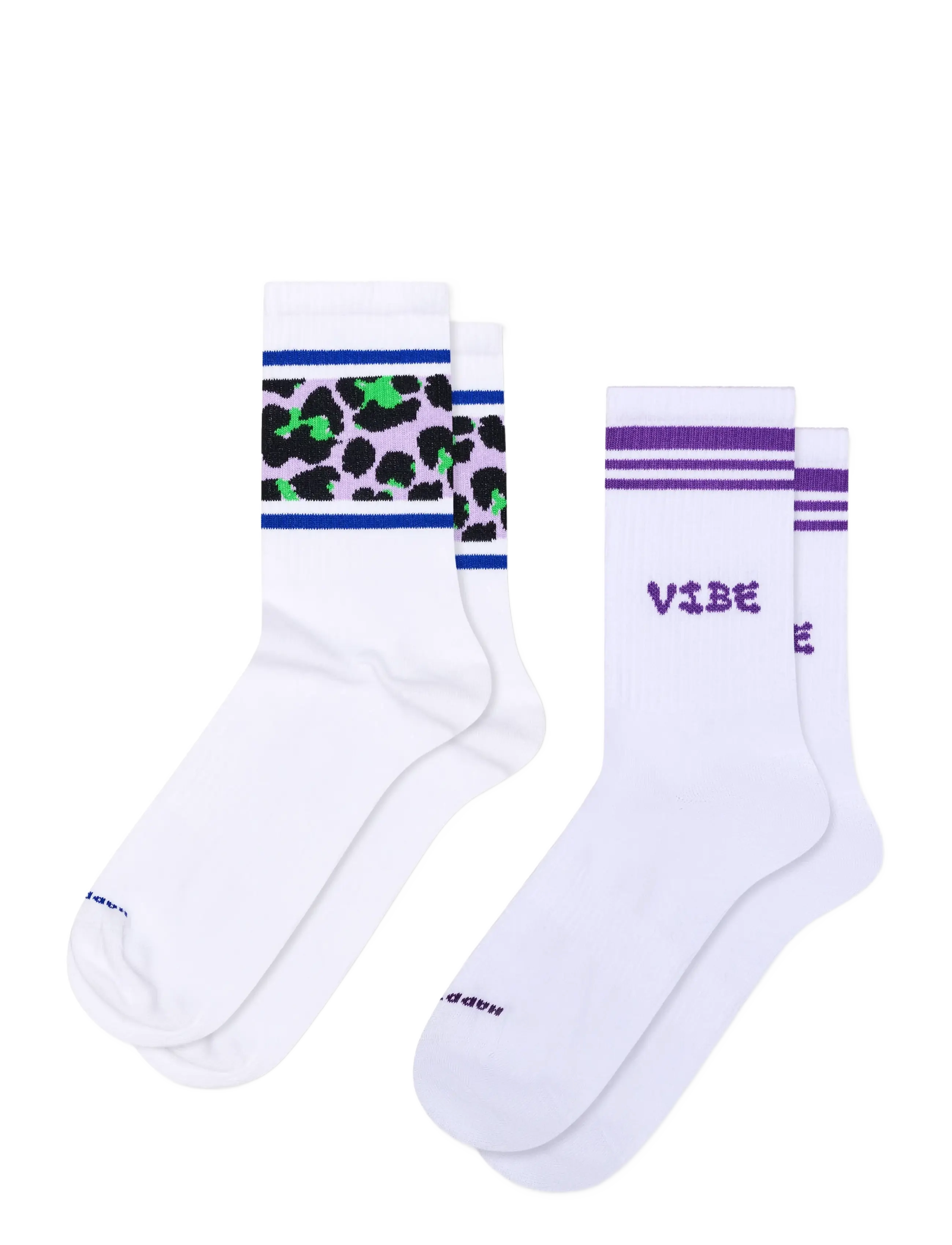 Happy Socks 2-Pack Leo Stripe Sneaker Socks, Mænd, 2-Pak Mønstrede Sneakerstrømper, Hvid, Str: 36-40