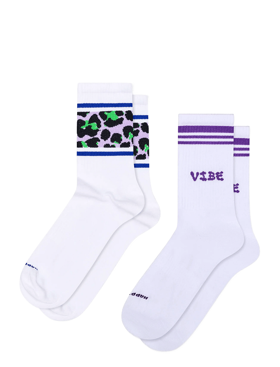 Happy Socks - 2-Pack Leo Stripe Sneaker Socks - white - 0