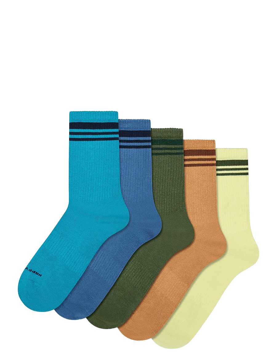Happy Socks - 5-Pack Solid Stripe Sneaker Socks - vanliga strumpor - turquoise - 0
