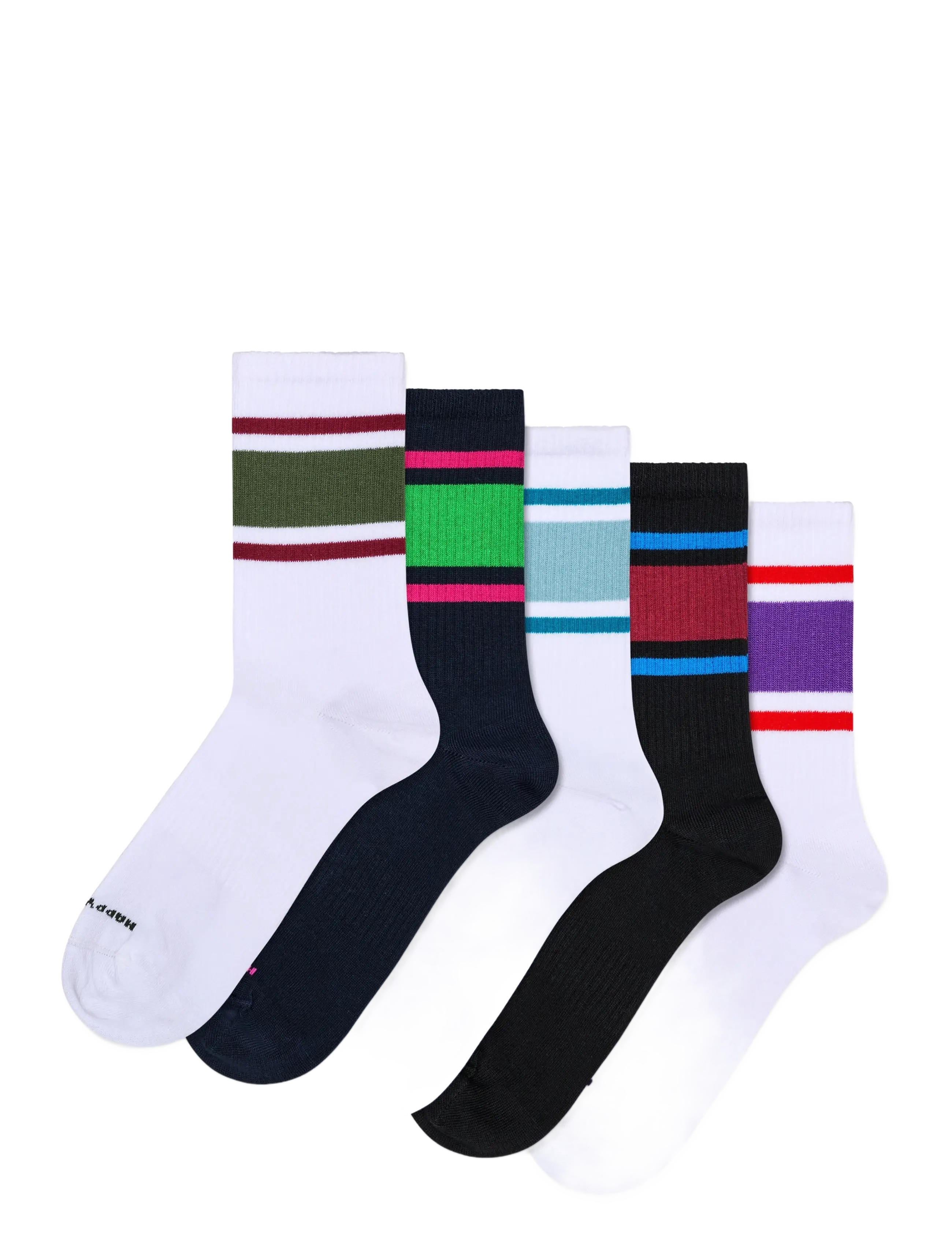 Happy Socks 5-Pack Simple Stripe Sneaker Socks - Underkläder - WHITE / multi