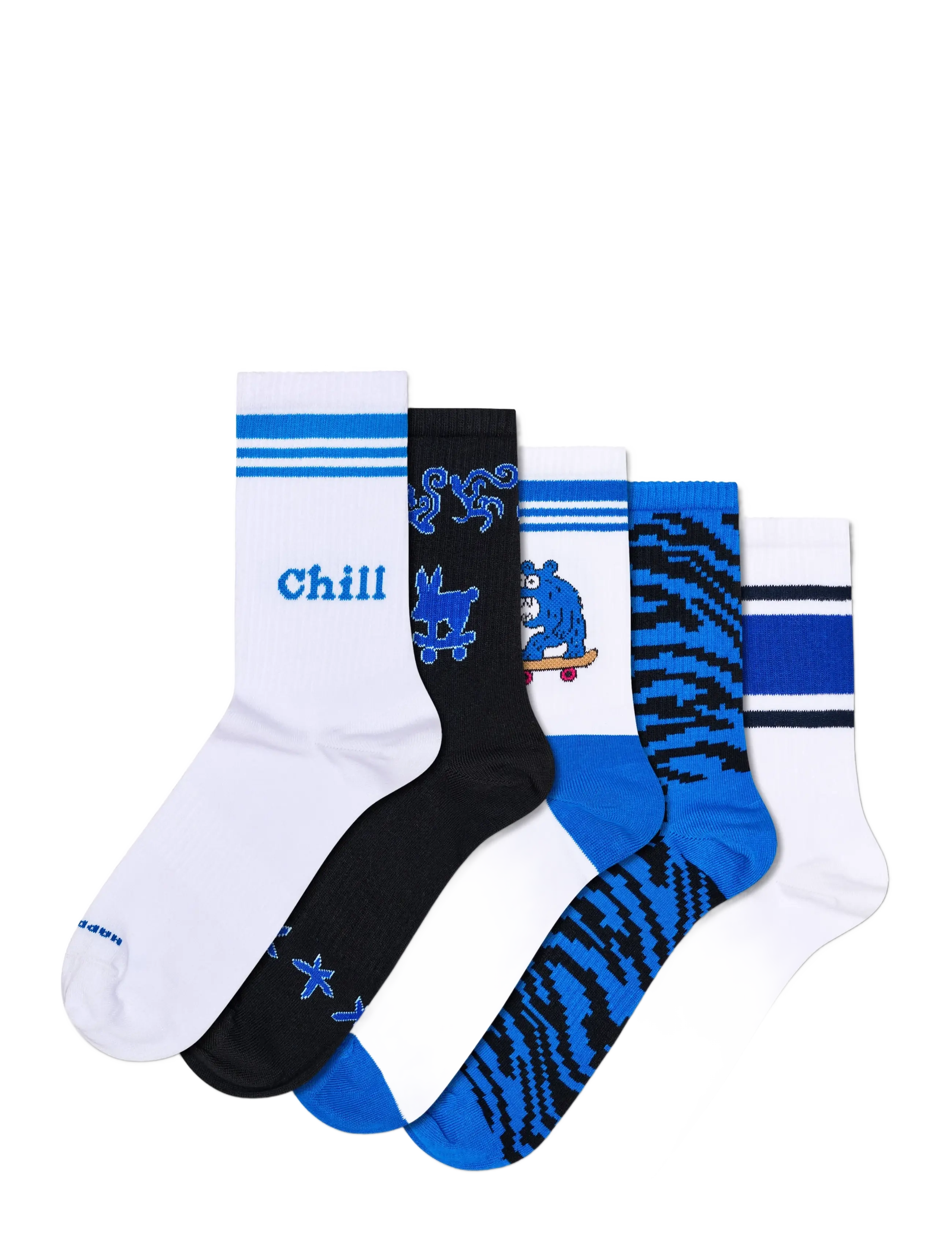 Happy Socks 5-Pack Blue Sneaker Socks, 41-46, Multi/patterned, Sokker > Almindelige Sokker, Herre