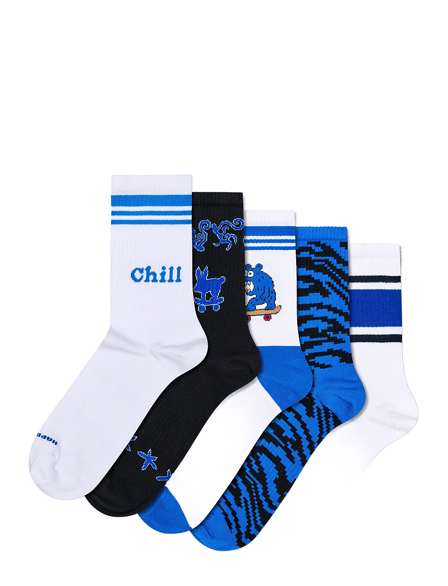 Happy Socks - 5-Pack Blue Sneaker Socks - white - 0