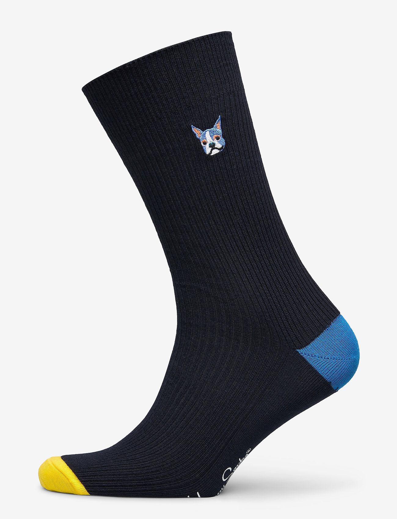 Happy Socks - Ribbed Embroidery Dog Sock - navy - 0