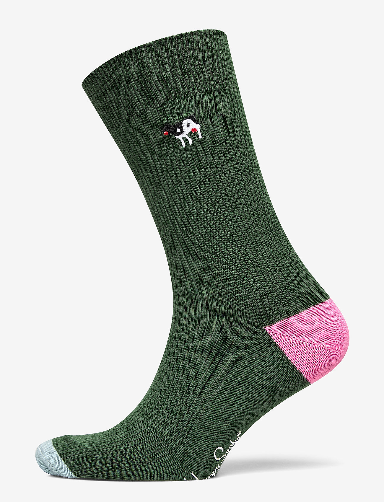 Happy Socks - Ribbed Embroidery Ying Yang Cow Sock - green - 0
