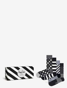 4-Pack Classic Black & White Socks Gift Set, Happy Socks