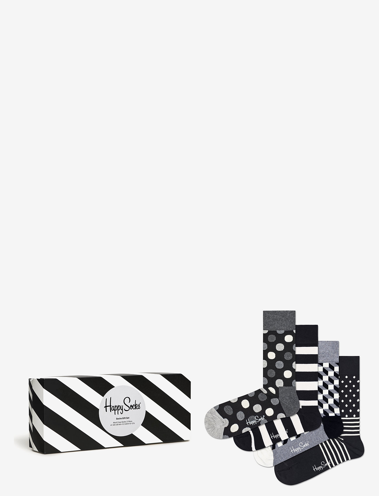 Happy Socks - 4-Pack Classic Black & White Socks Gift Set - najniższe ceny - black - 0