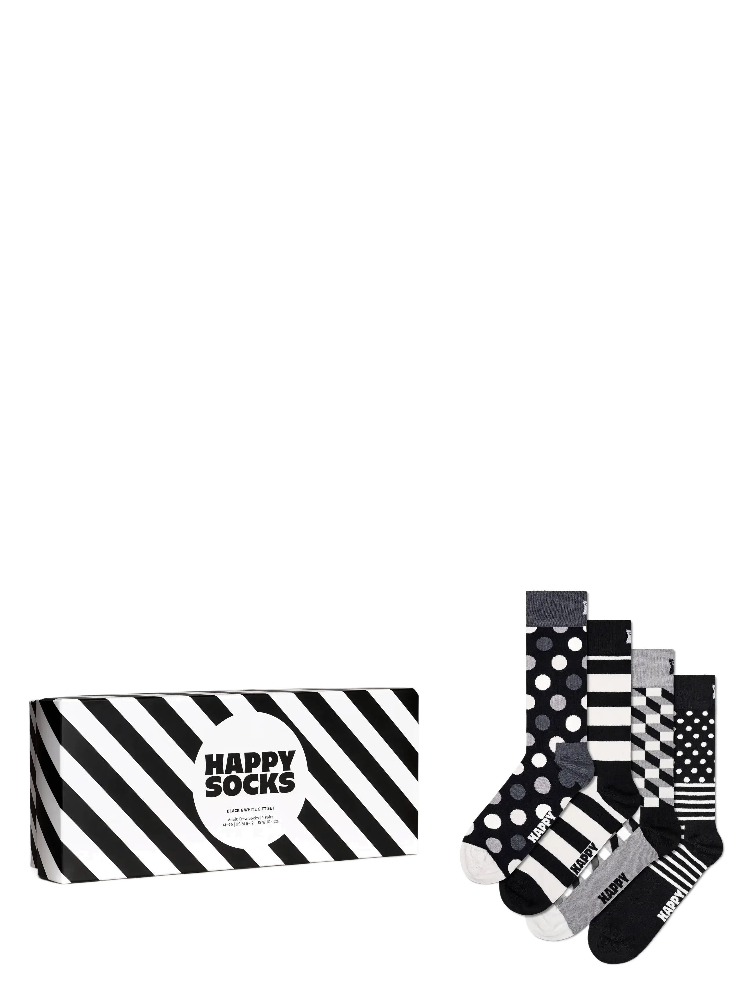 Happy Socks 4-Pack Classic Black & White Gift Set, 36-40, Socks, Schwarz - Regular Frauen