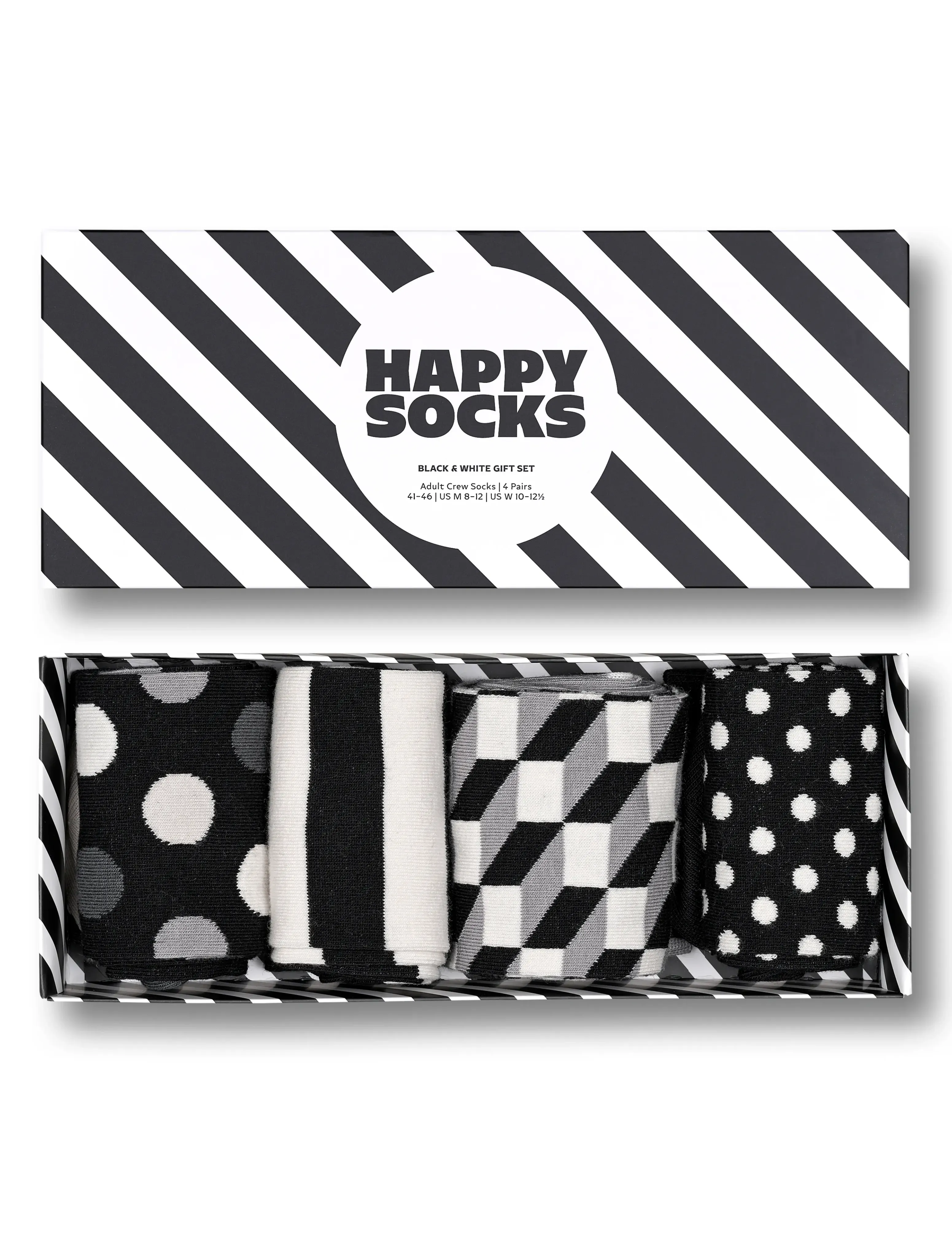 Happy Socks 4-Pack Classic Black & White Socks Gift Set - Back to Basics - BLACK / black
