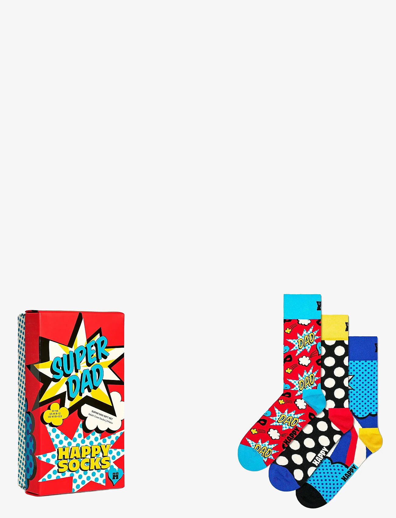 Happy Socks - 3-Pack Super Dad Socks Gift Set - vanliga strumpor - red - 1