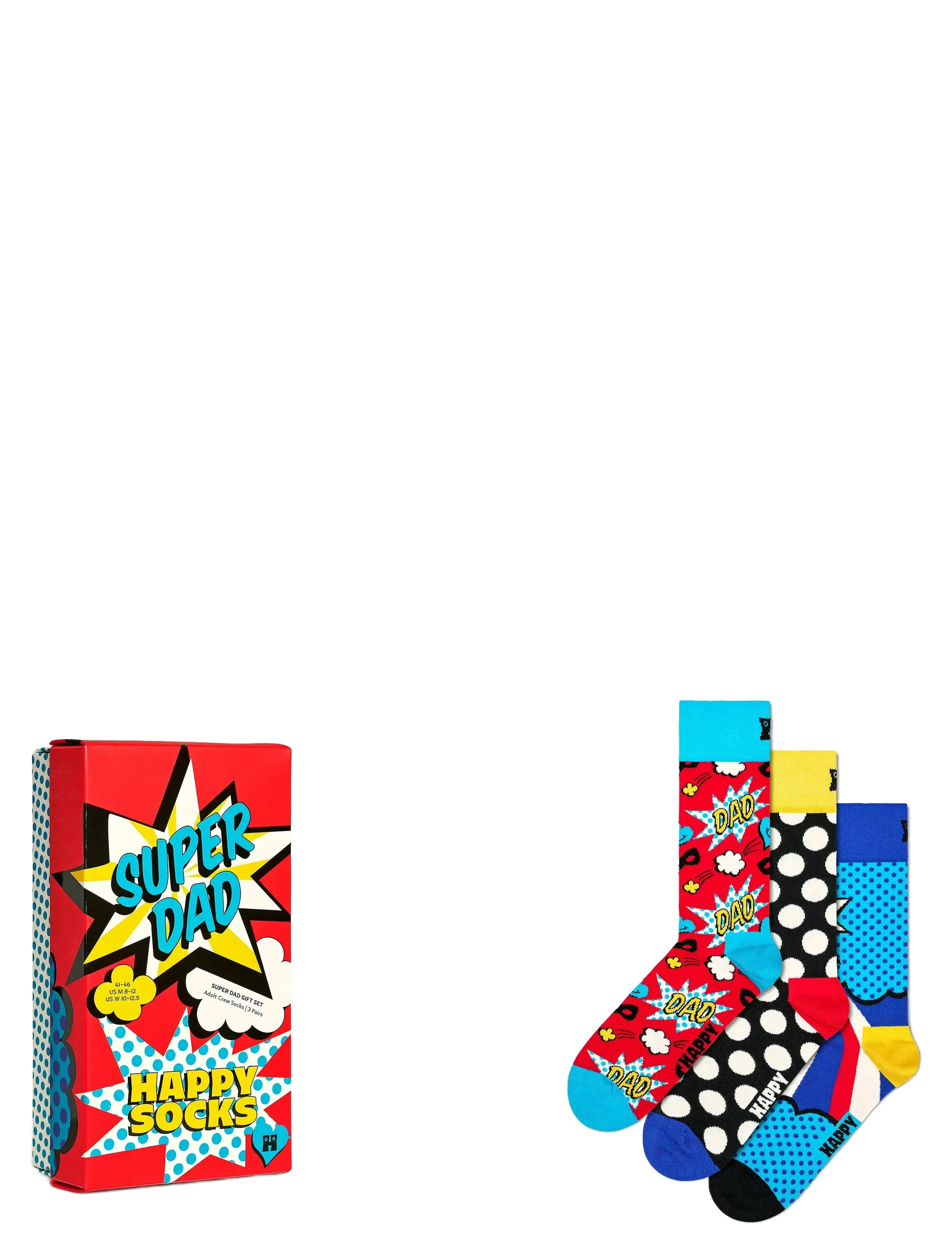 Happy Socks 3-Pack Super Dad Socks Gift Set - Lange strømper - RED / multi