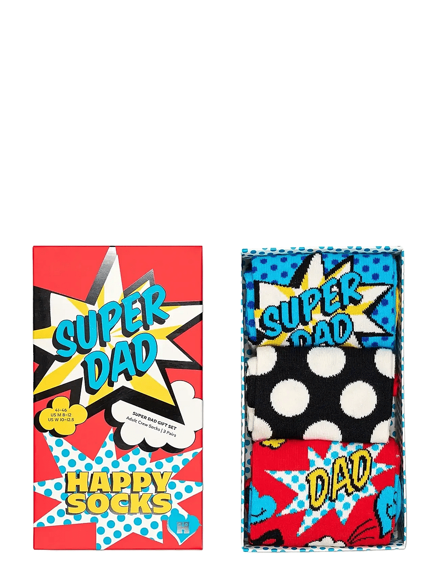 Happy Socks - 3-Pack Super Dad Socks Gift Set - chaussettes crew - red - 5
