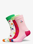 3-Pack Flower Socks Gift Set - WHITE