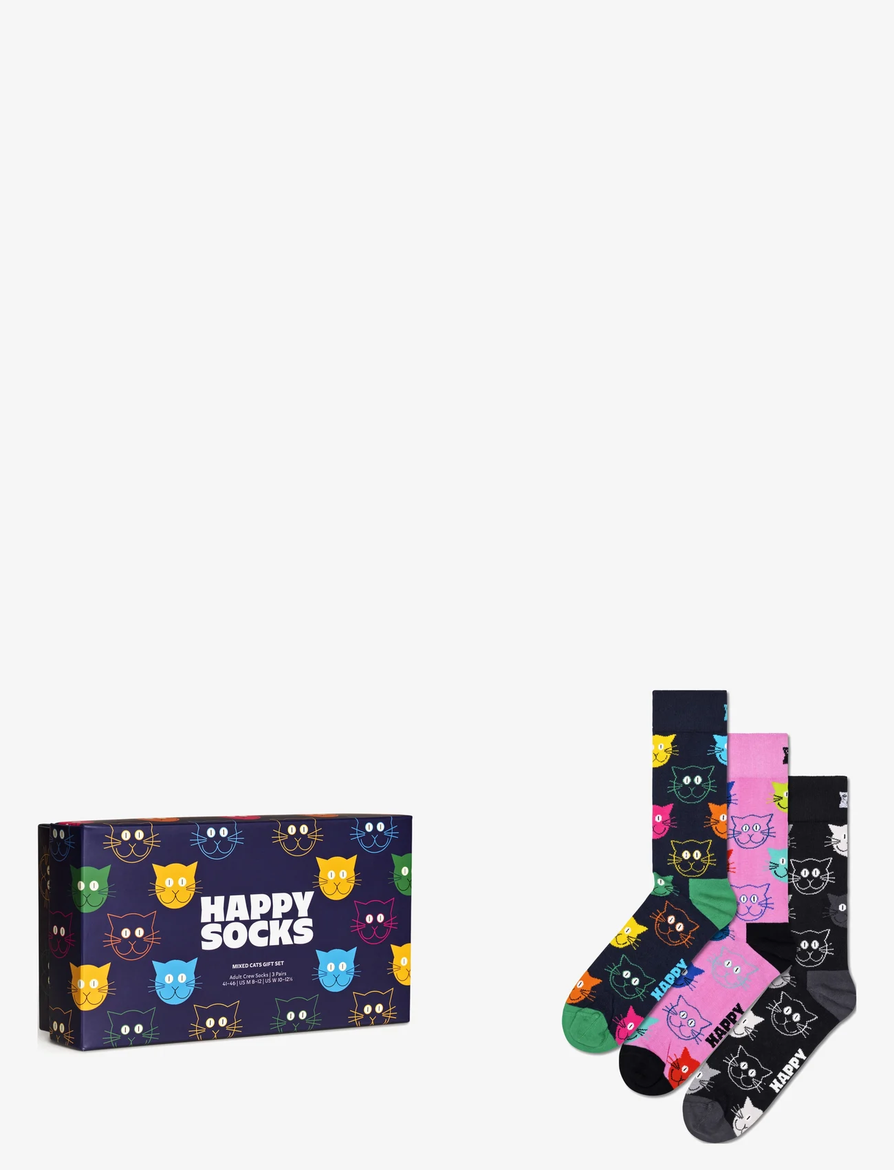 Happy Socks - 3-Pack Mixed Cat Socks Gift Set - tavalliset sukat - navy - 0