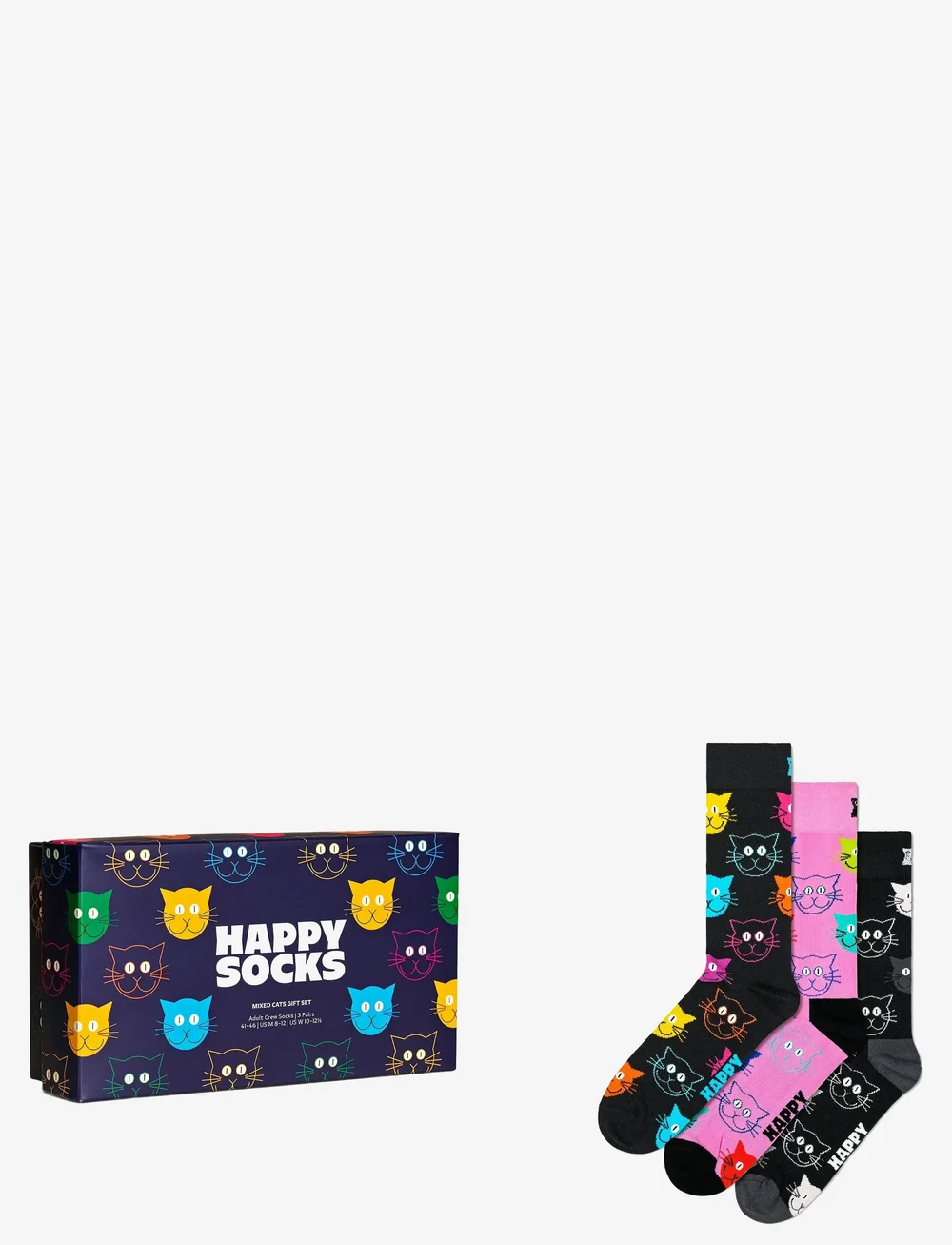 Happy Socks - 3-Pack Mixed Cat Socks Gift Set - klassikalised sokid - navy - 1