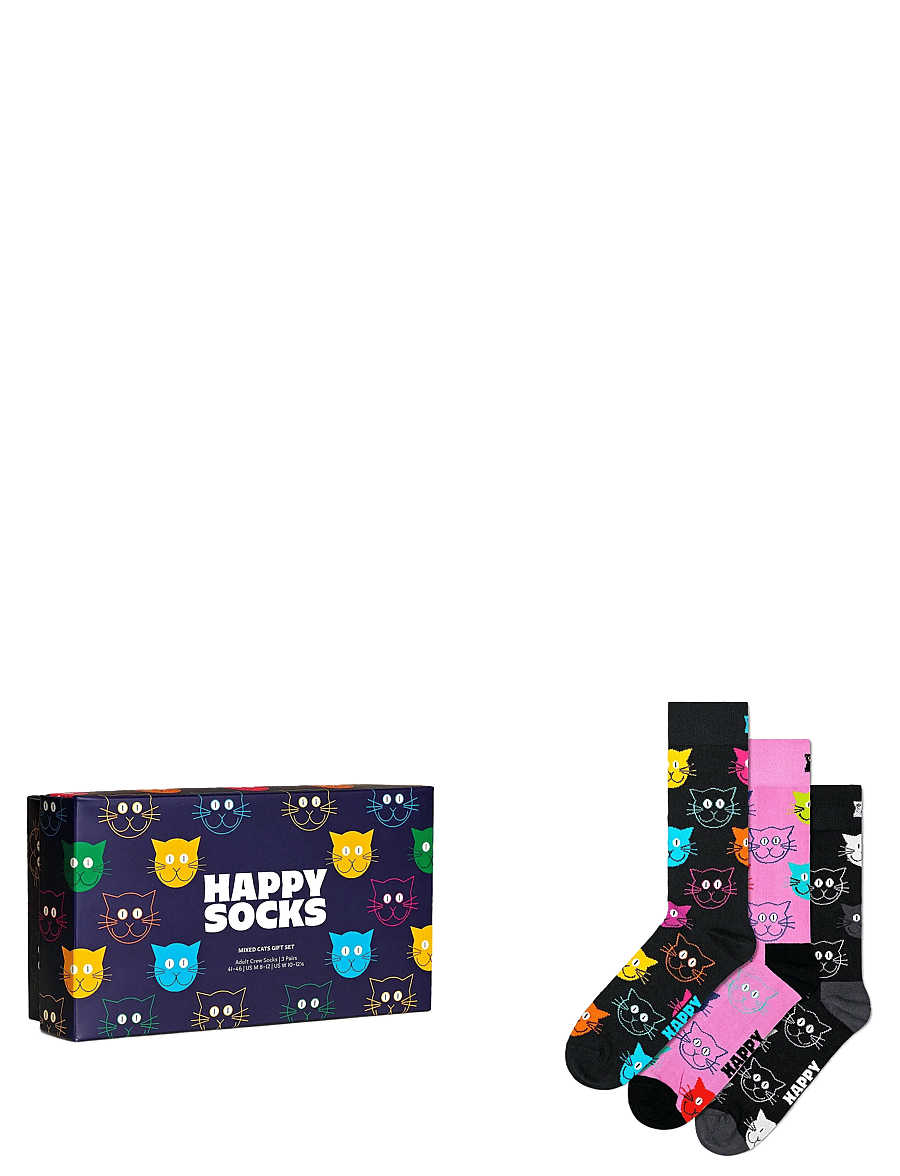 Happy Socks - 3-Pack Mixed Cat Socks Gift Set - crew-socken - navy - 1