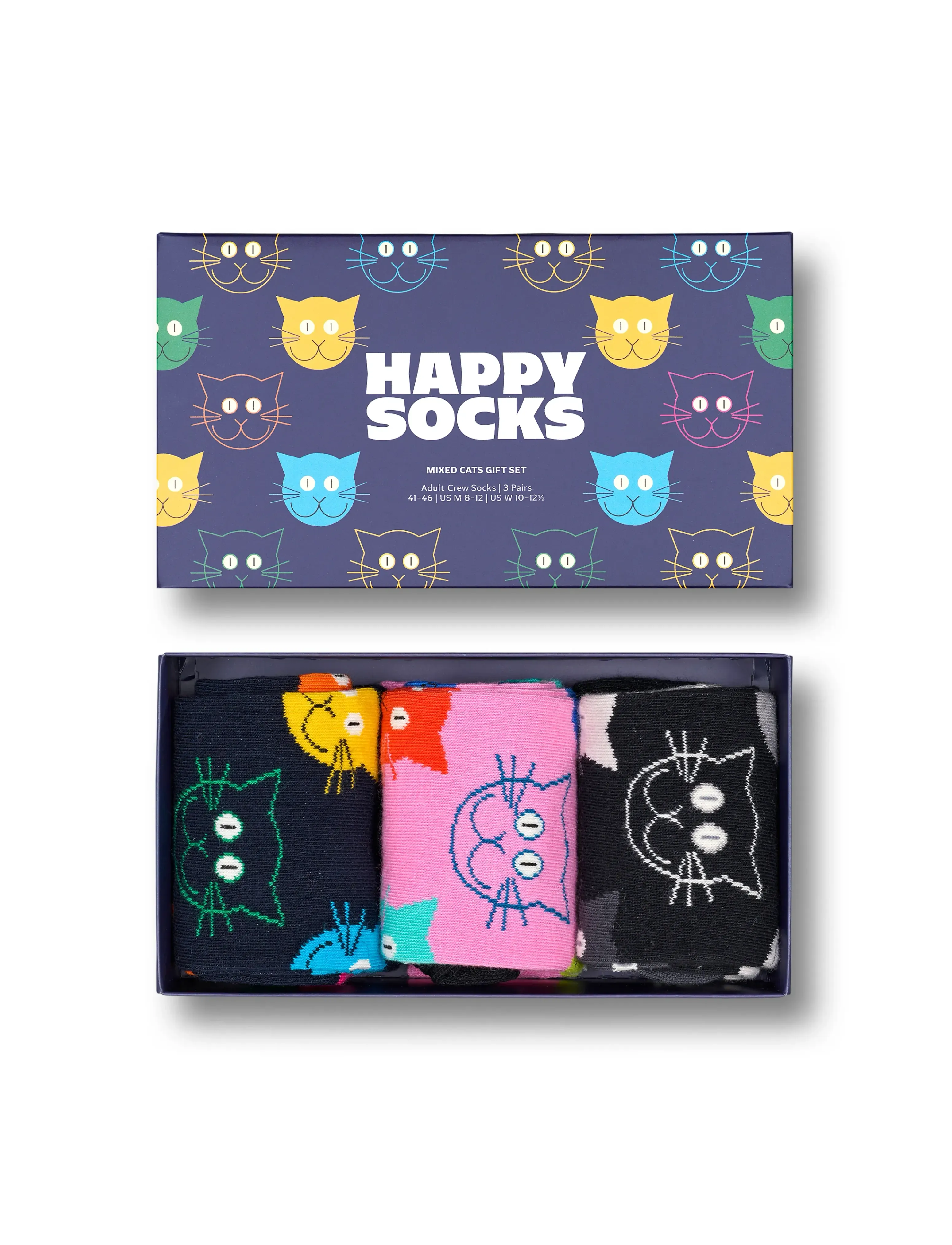 Happy Socks 3-Pack Mixed Cat Gift Set, 36-40, Socks, Marineblau - Regular Frauen