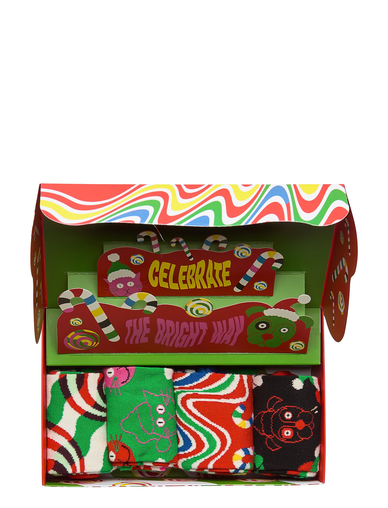 Happy Socks - 4-Pack Psychedelic Candy Cane Socks Gift Set - najniższe ceny - multi - 1
