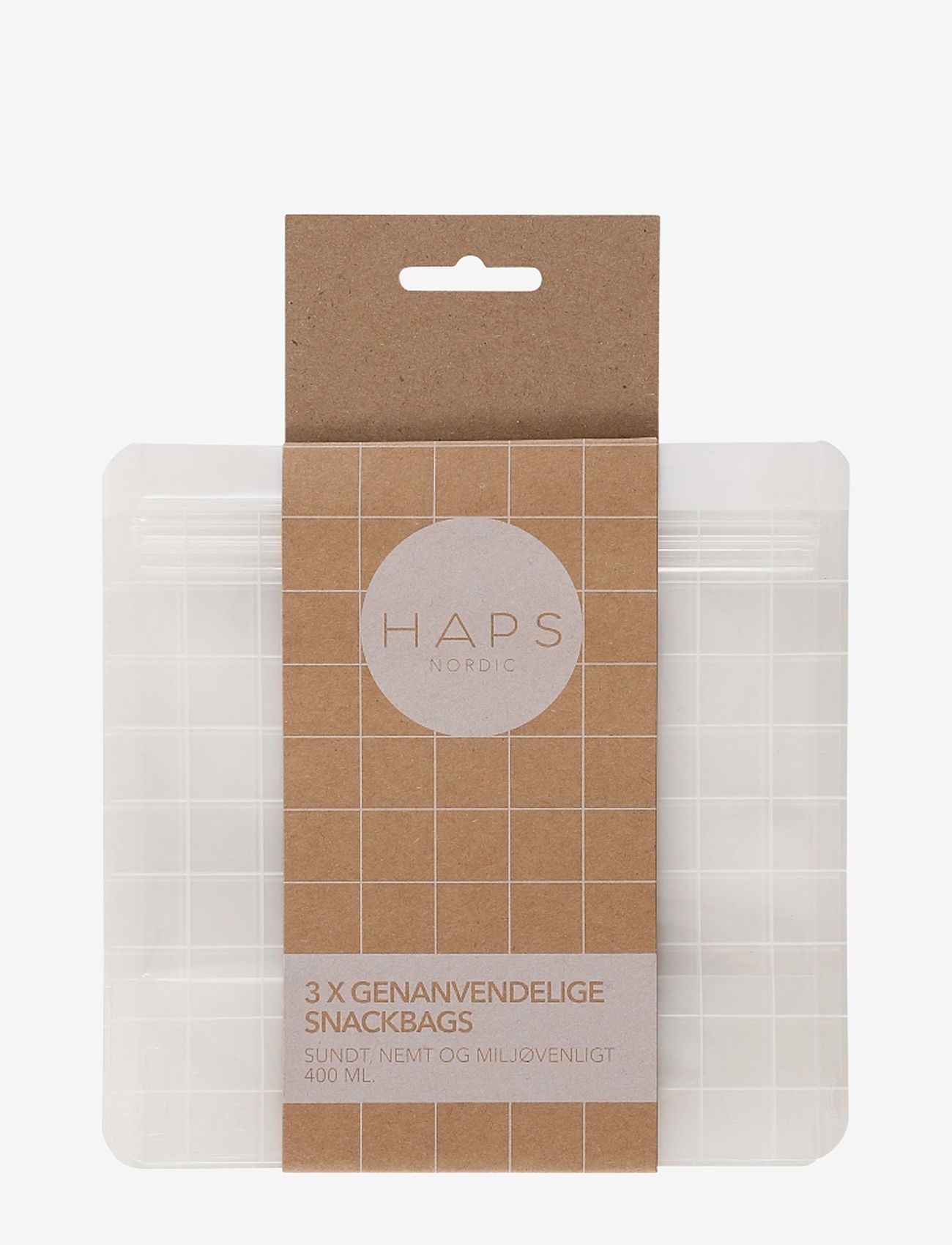 Haps Nordic - Reusable Snack Bag 400 ml - lowest prices - transparent check - 0