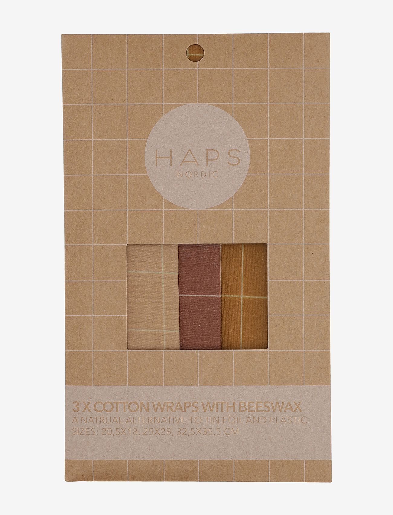 Haps Nordic - Cotton wrap with beeswax - warm check - 1