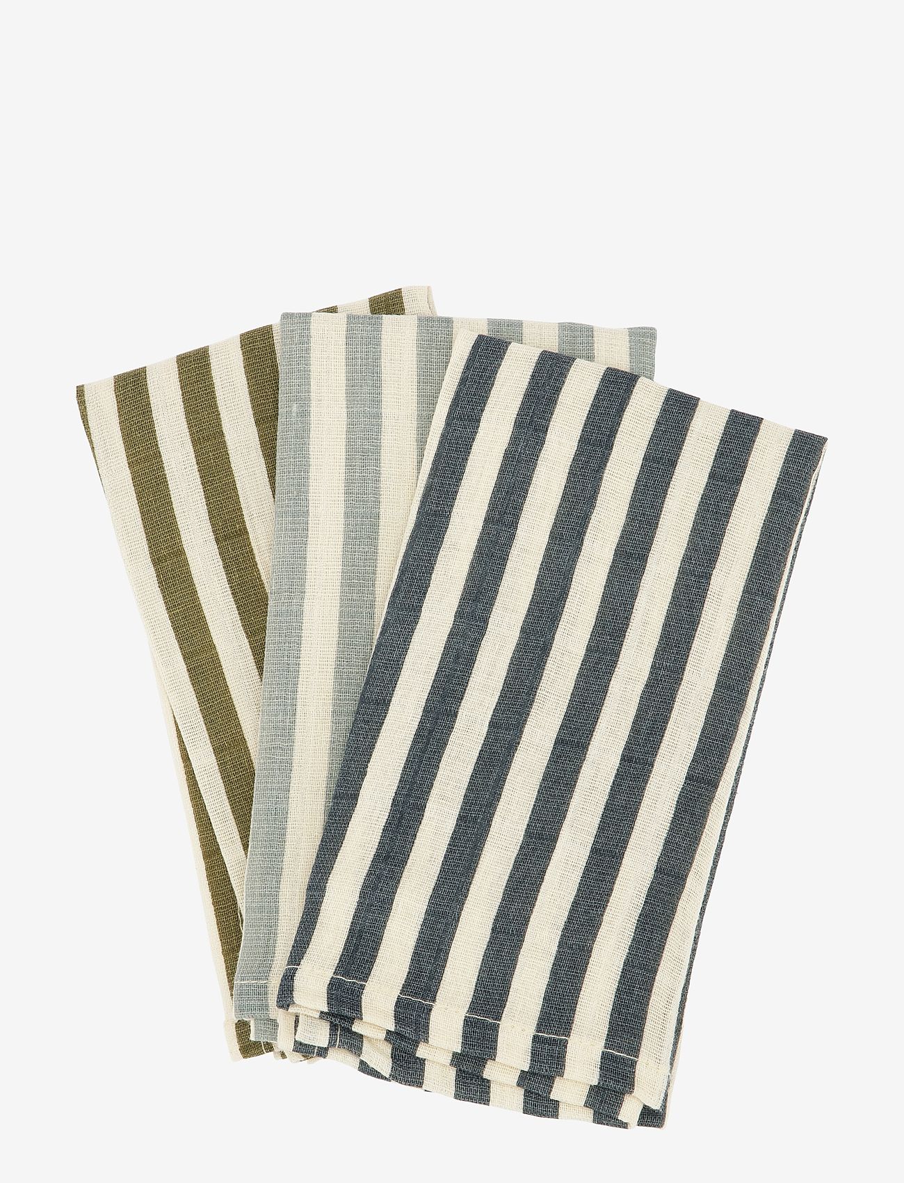 Haps Nordic - Sui Muslin Wash Cloths - lautasliinat & lisätarvikkeet - marine stripe cold - 0