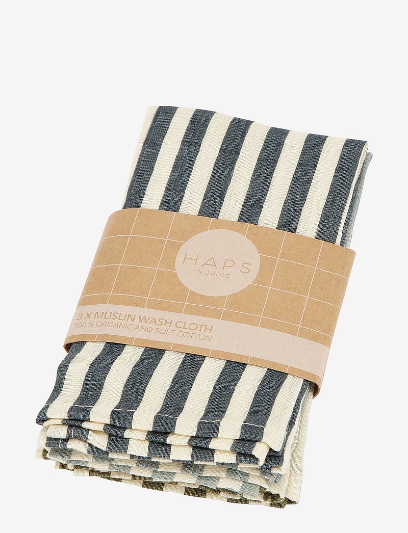 Haps Nordic - Sui Muslin Wash Cloths - servietten & accessoires - marine stripe cold - 1