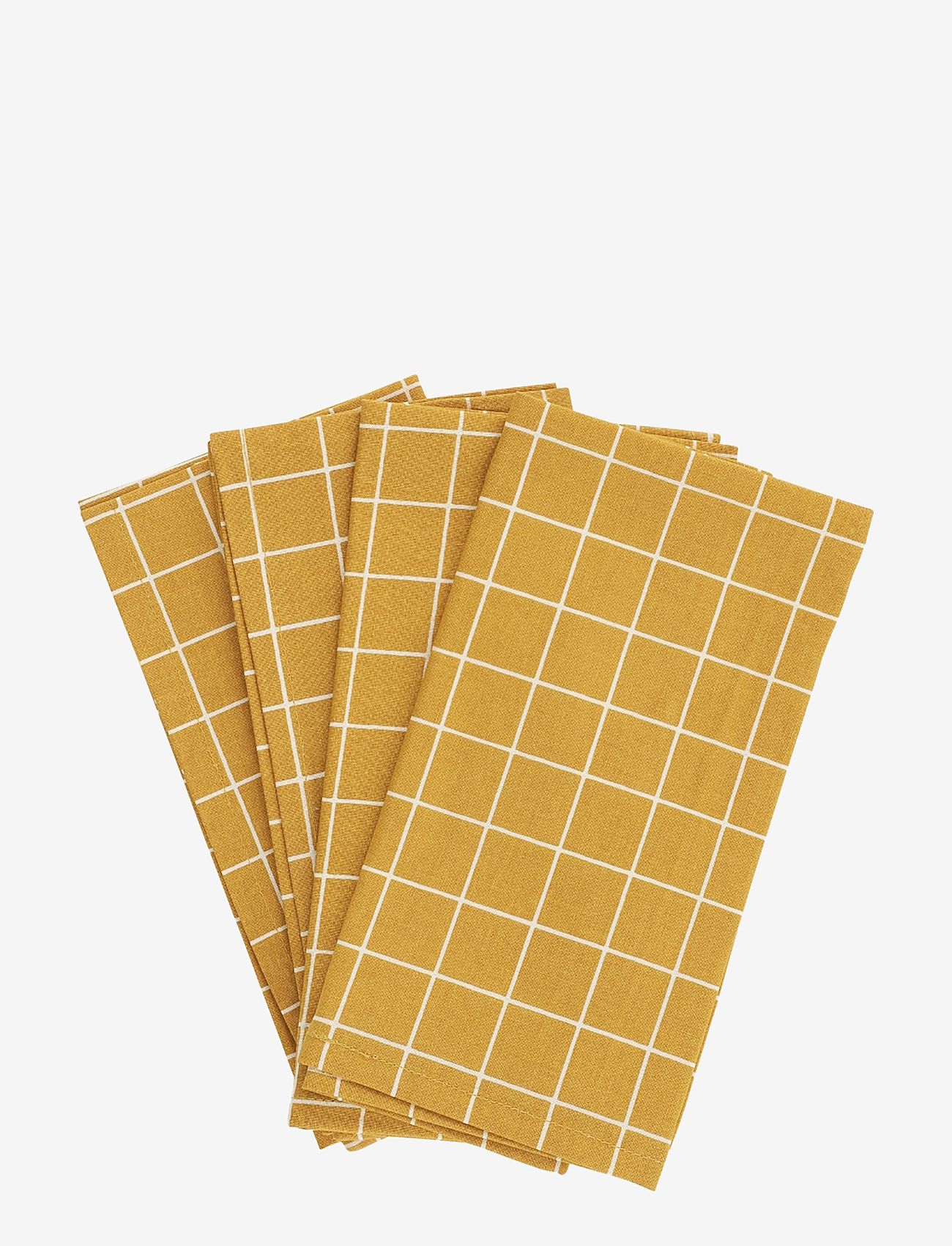 Haps Nordic - Textile napkins 4-pack - linen- & cotton napkins - mustard check - 0