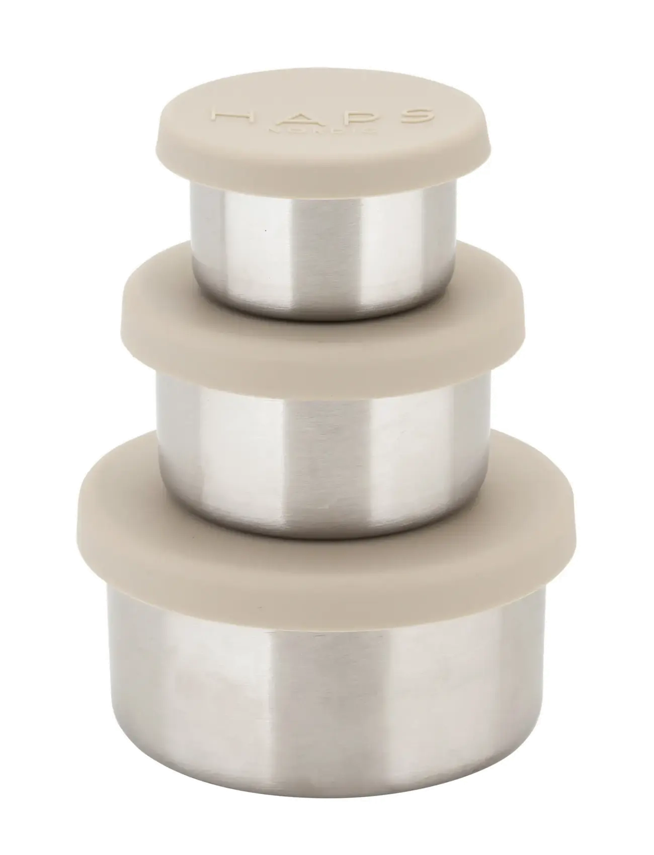 Haps Nordic Steel Trio, 50ml 110ml 220ml, Kitchen Storage, Creme - Lunch Boxes, Kinder