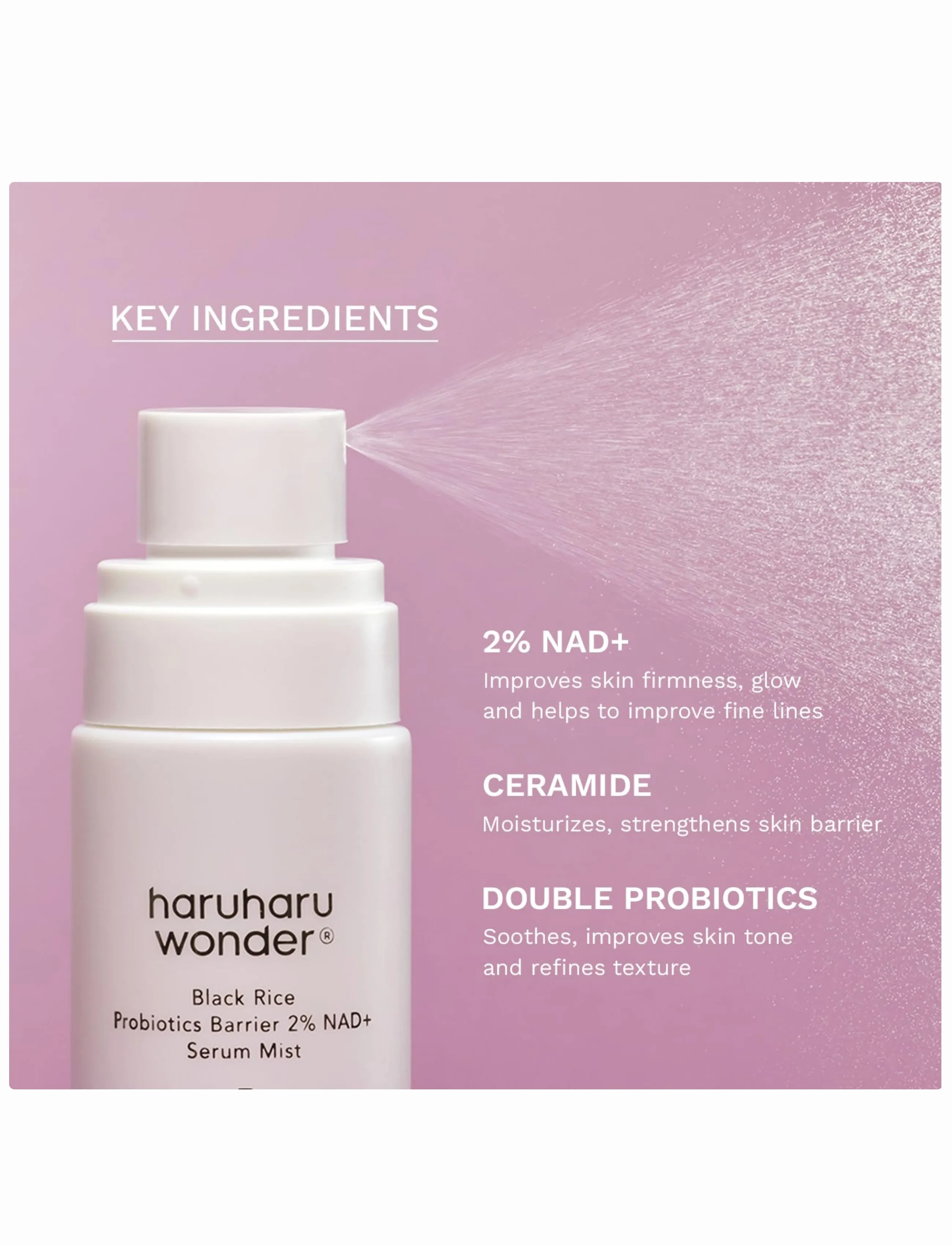 Haruharu Wonder - Black Rice Probiotics Barrier 2% NAD+ Serum Mist - ansigtsmist - clear - 2