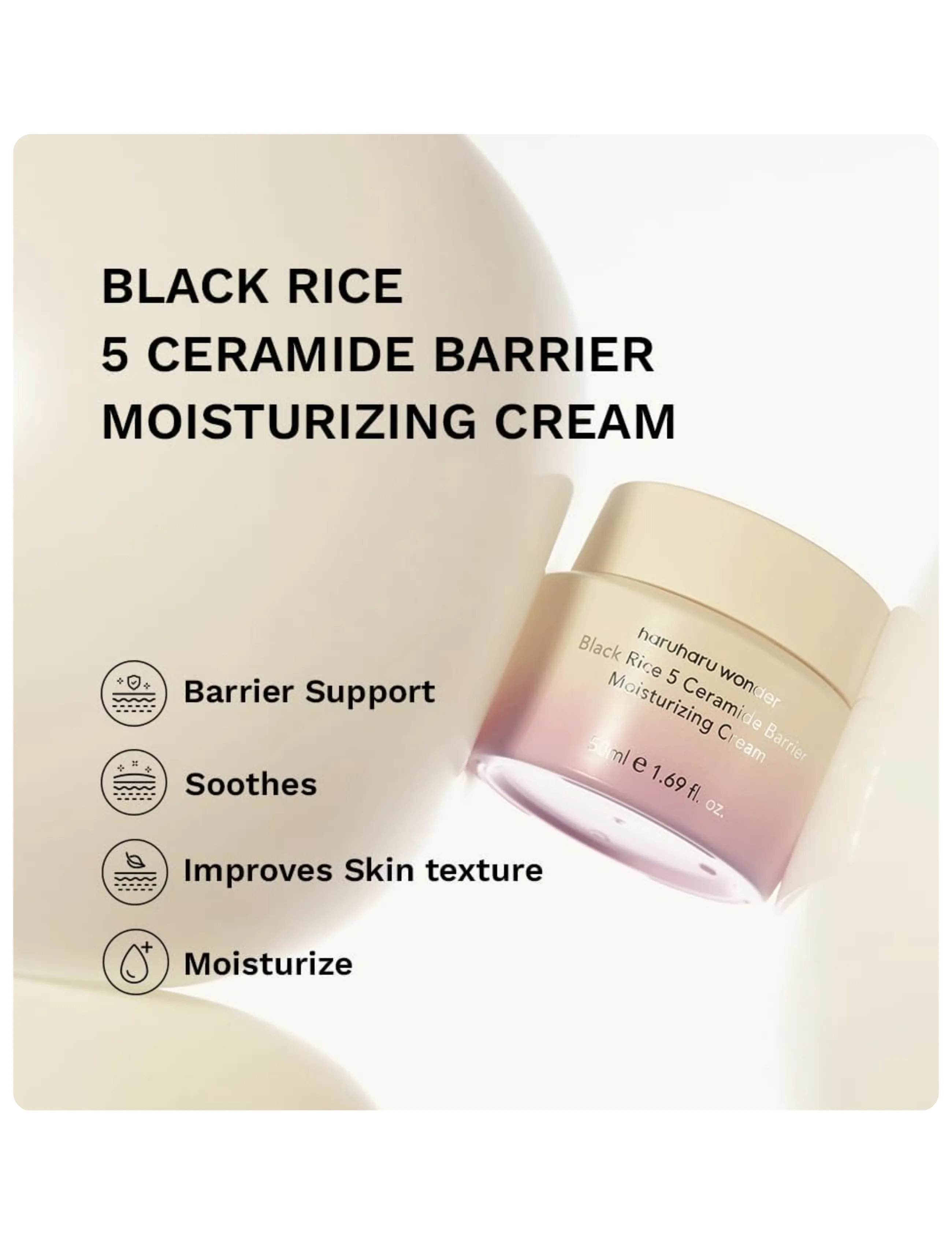 Haruharu Wonder - Black Rice 5 Ceramide Barrier Moisturizing Cream - dagcremer - clear - 0