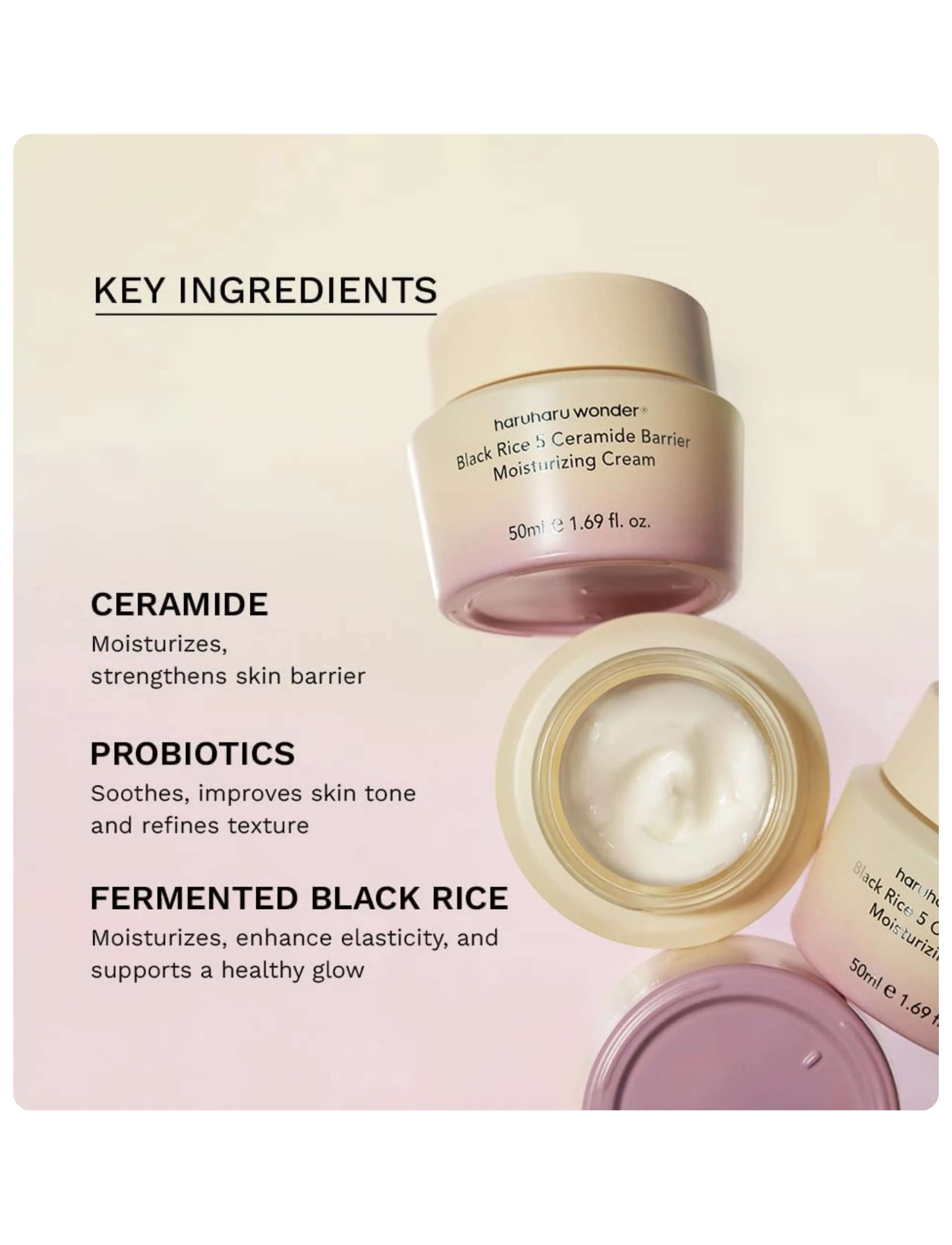 Haruharu Wonder - Black Rice 5 Ceramide Barrier Moisturizing Cream - dagcremer - clear - 3