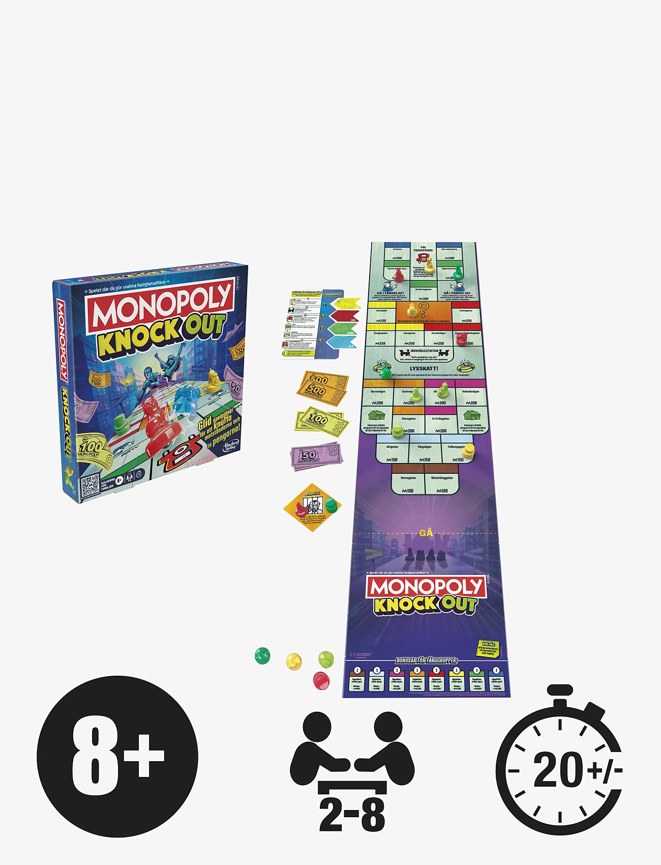 Hasbro Gaming - Monopoly Knockout Family Party Game, Quick-Playing Board Games for Ages 8+, 2-8 Players, 20 Mins. - brettspill - multicolor - 4