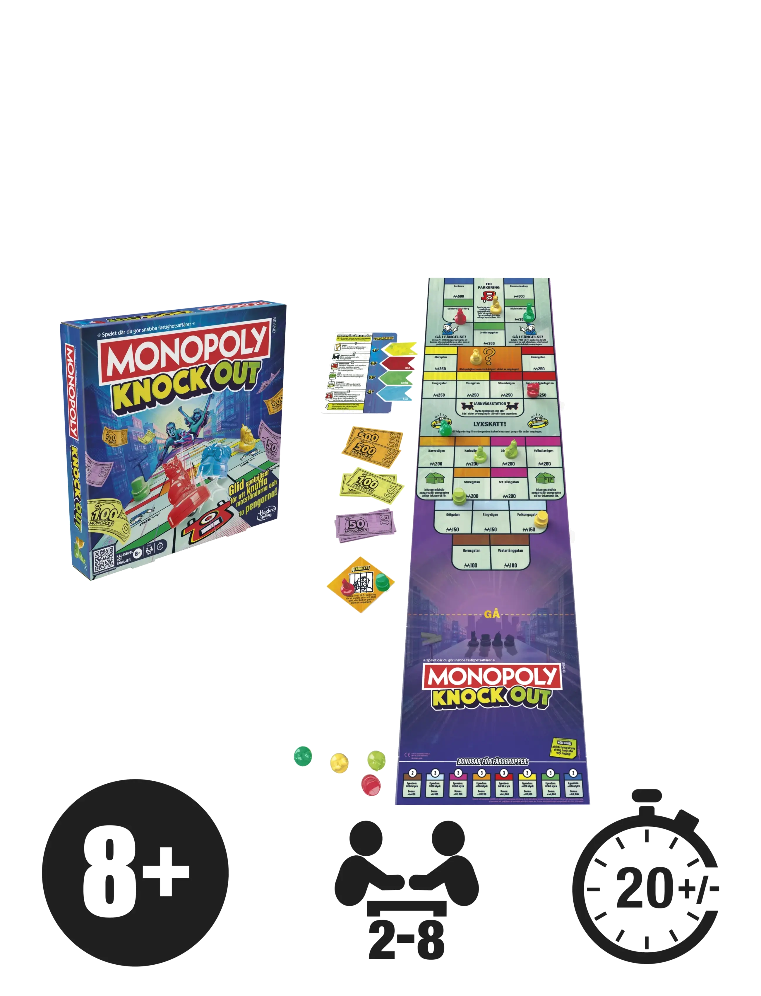 Hasbro Gaming - Monopoly Knockout Family Party Game, Quick-Playing Board Games for Ages 8+, 2-8 Players, 20 Mins. - lautapelit - multicolor - 4