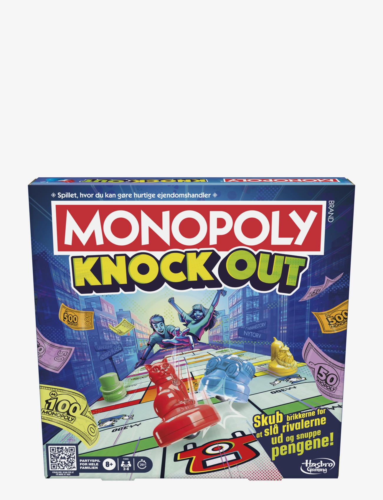 Hasbro Gaming Monopoly Knockout Family Party Game, Quick-Playing Board Games For Ages 8+, 2-8 Players, 20 Mins., DANISH, Multi/patterned, Spil > Bræts