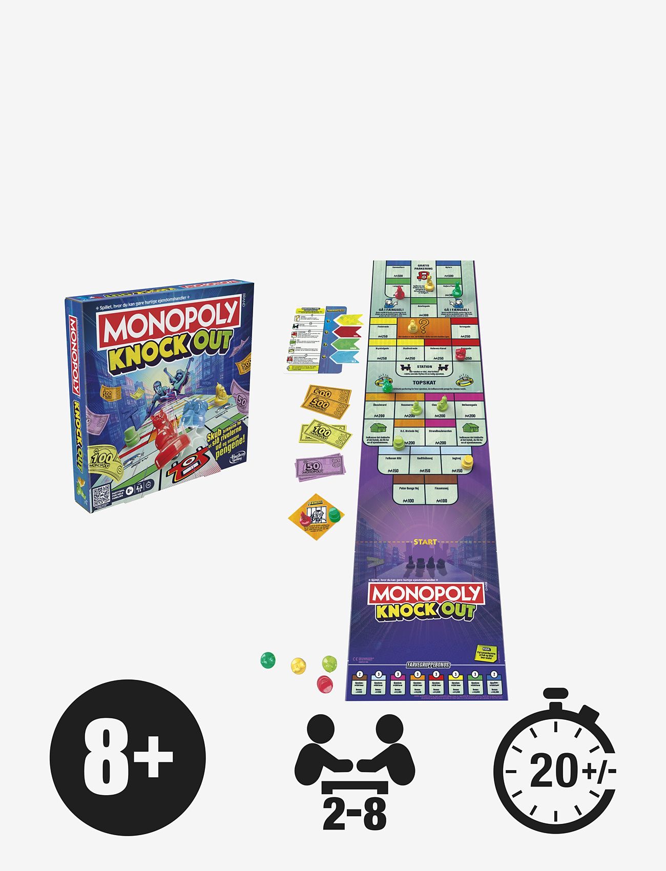 Hasbro Gaming - Monopoly Knockout Family Party Game, Quick-Playing Board Games for Ages 8+, 2-8 Players, 20 Mins. - brettspill - multicolor - 3