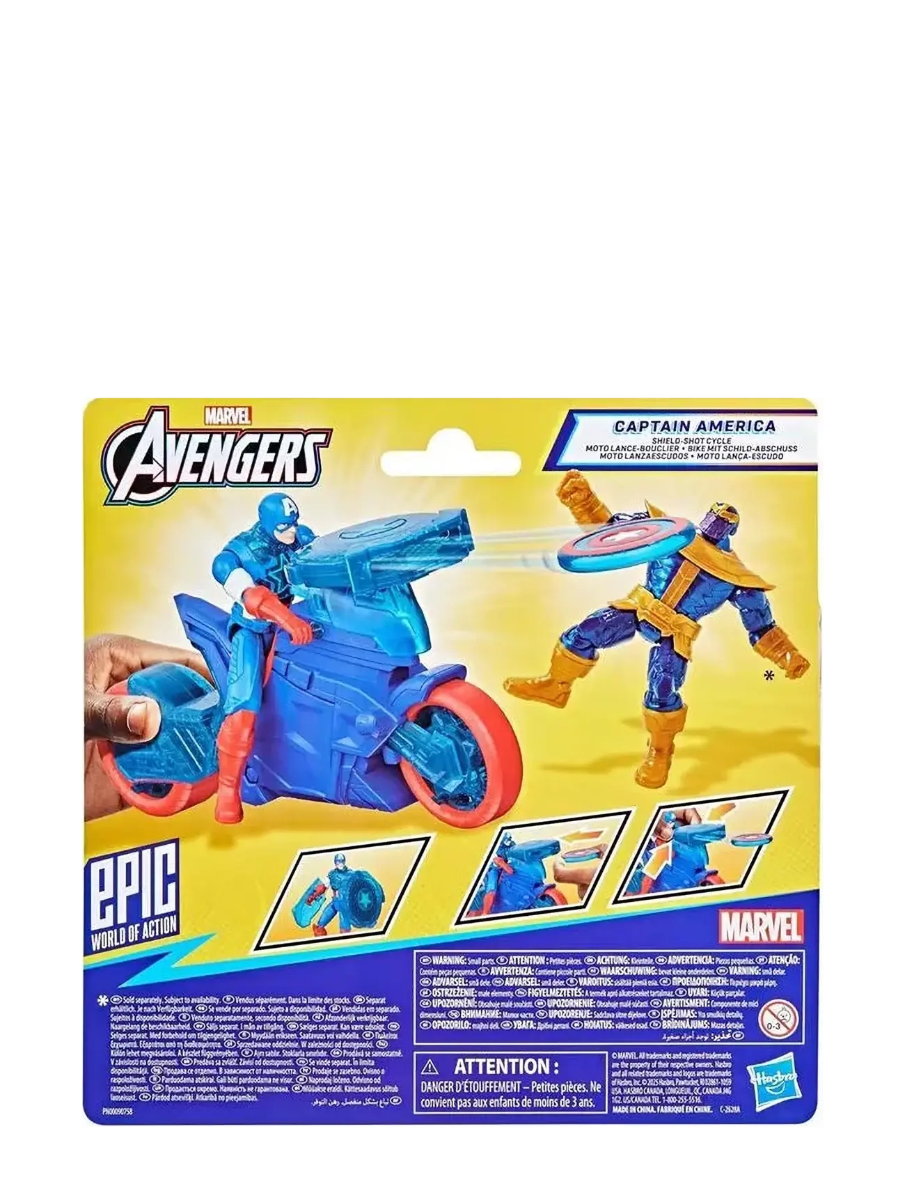 Marvel - Marvel Avengers Epic World of Action Captain America Shield-Shot Cycle Vehicle Playset - multicolor - 2