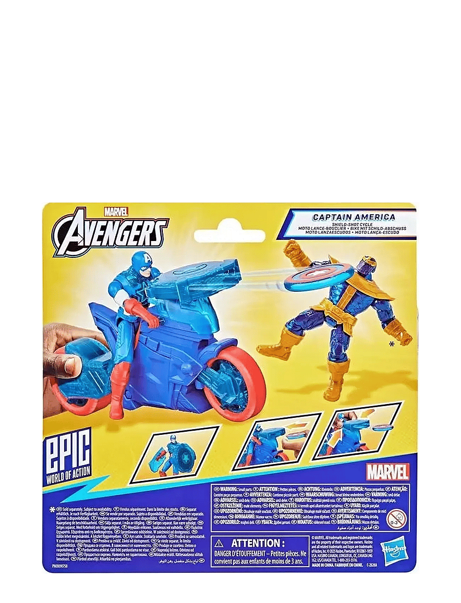 Marvel - Marvel Avengers Epic World of Action Captain America Shield-Shot Cycle Vehicle Playset - multicolor - 2