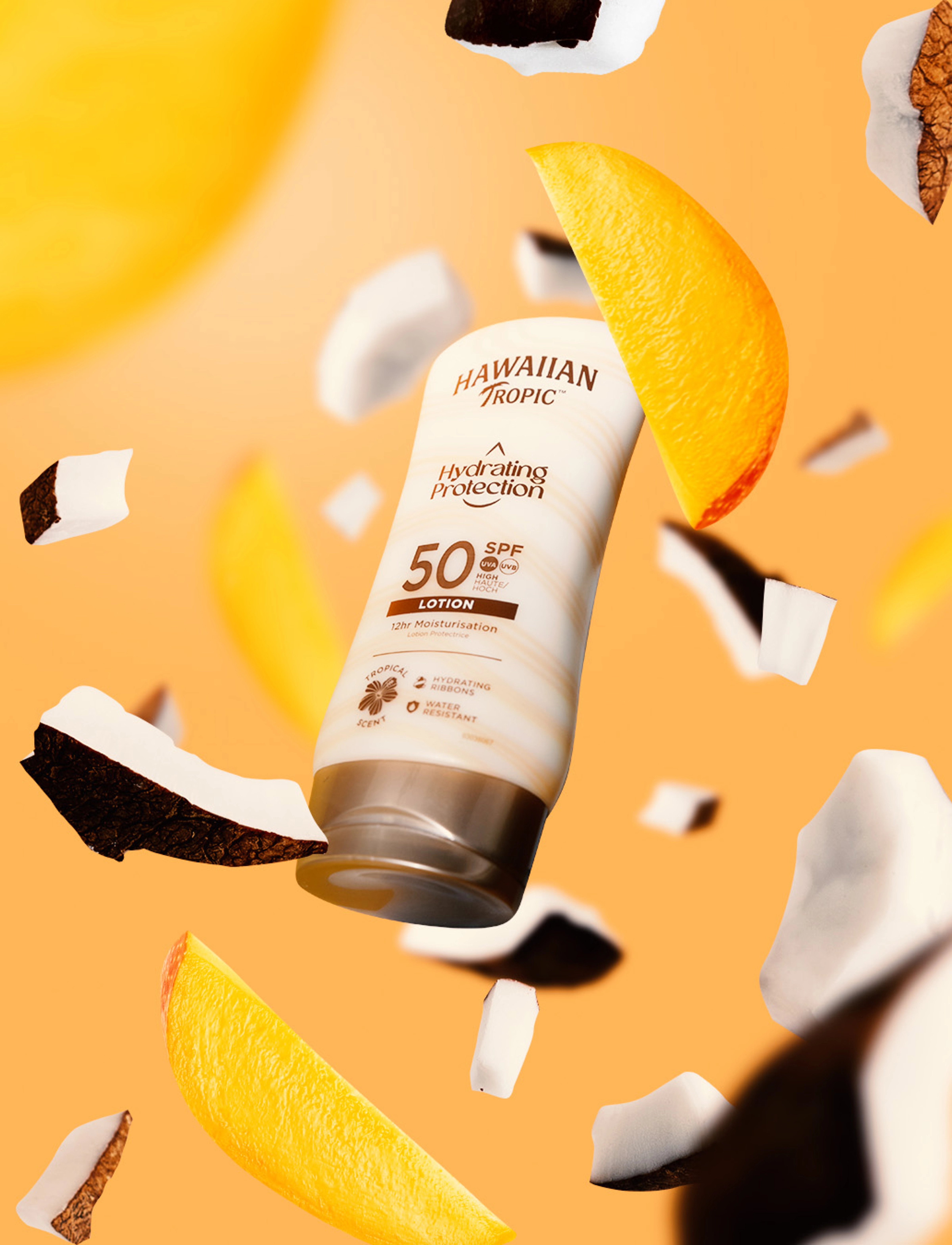 Hawaiian Tropic Hydrating Protection Lotion Spf50 180 ml, 180 ml, Nude, Solpleje > Krop, Dame
