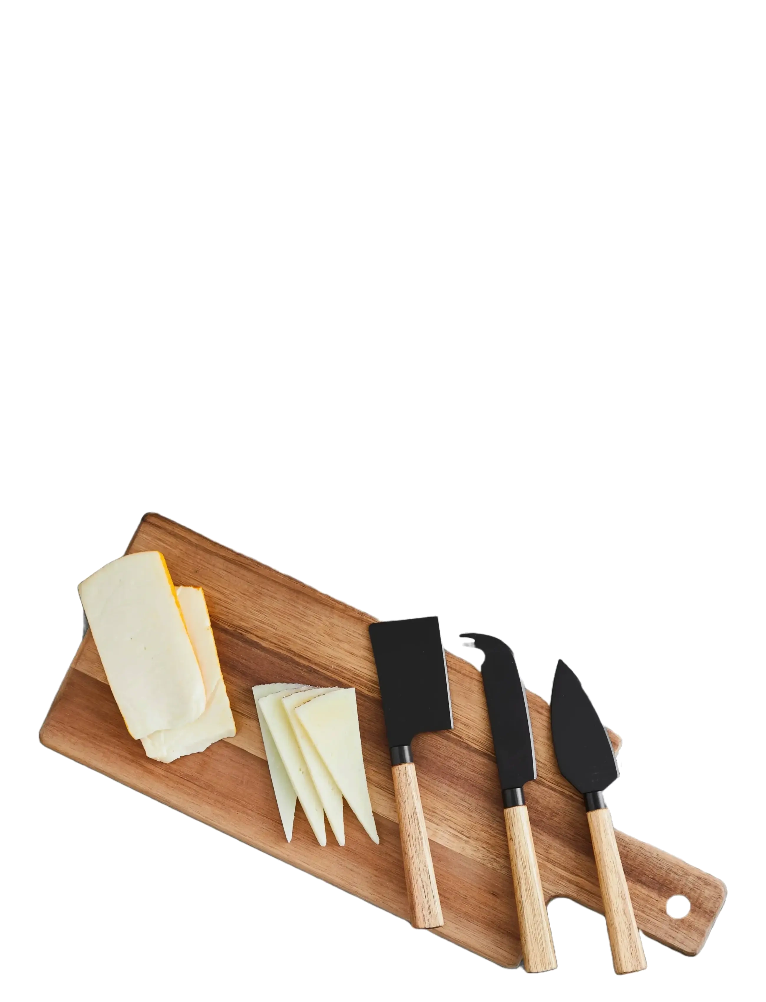 Hâws Santo Cheese Set 3 knives and cutting board - BROWN