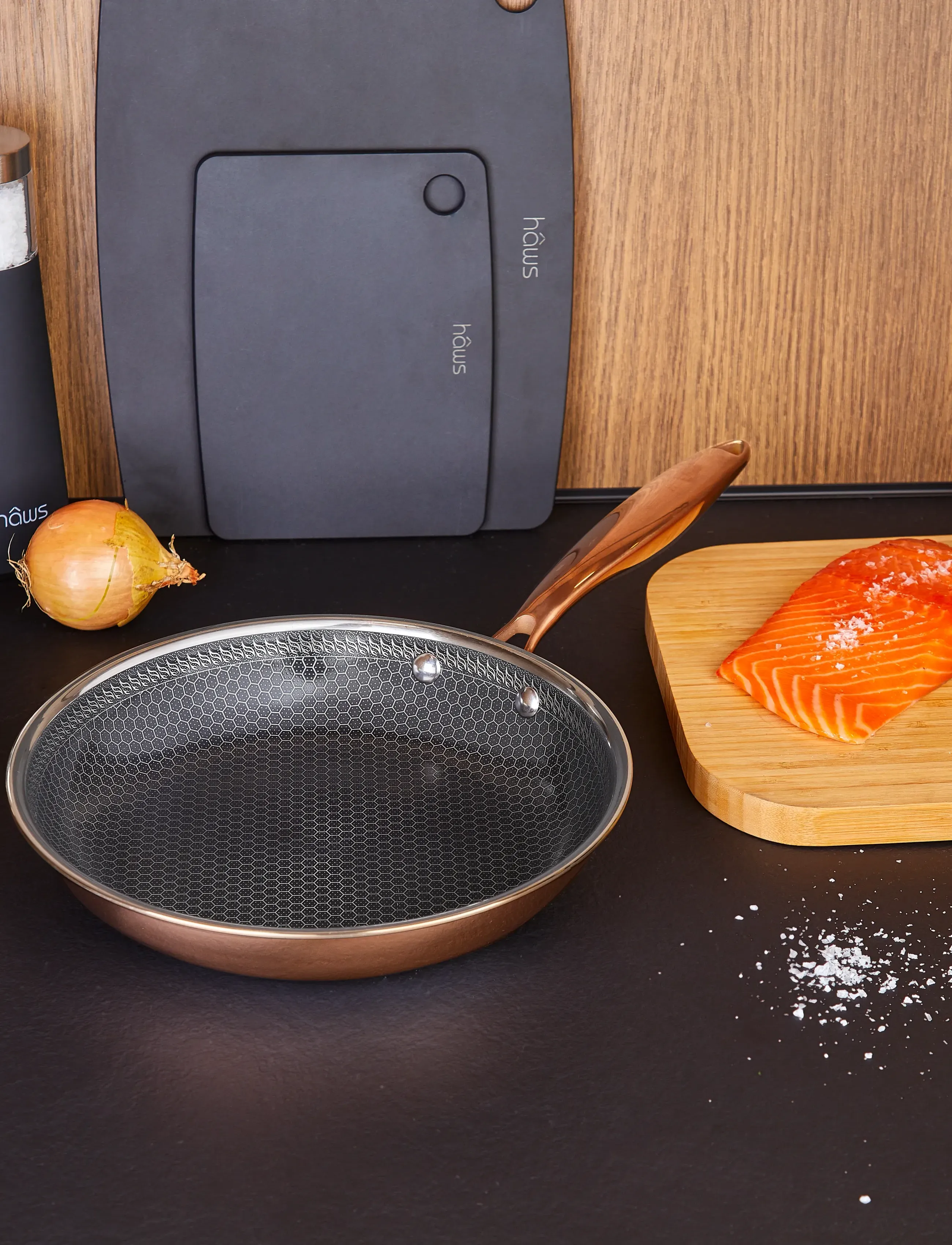Hâws Santo Frying Pan 24Cm Hybrid Coating Rose Gold, Ø 24 cm, Pots & Pans, Silber - Homeware